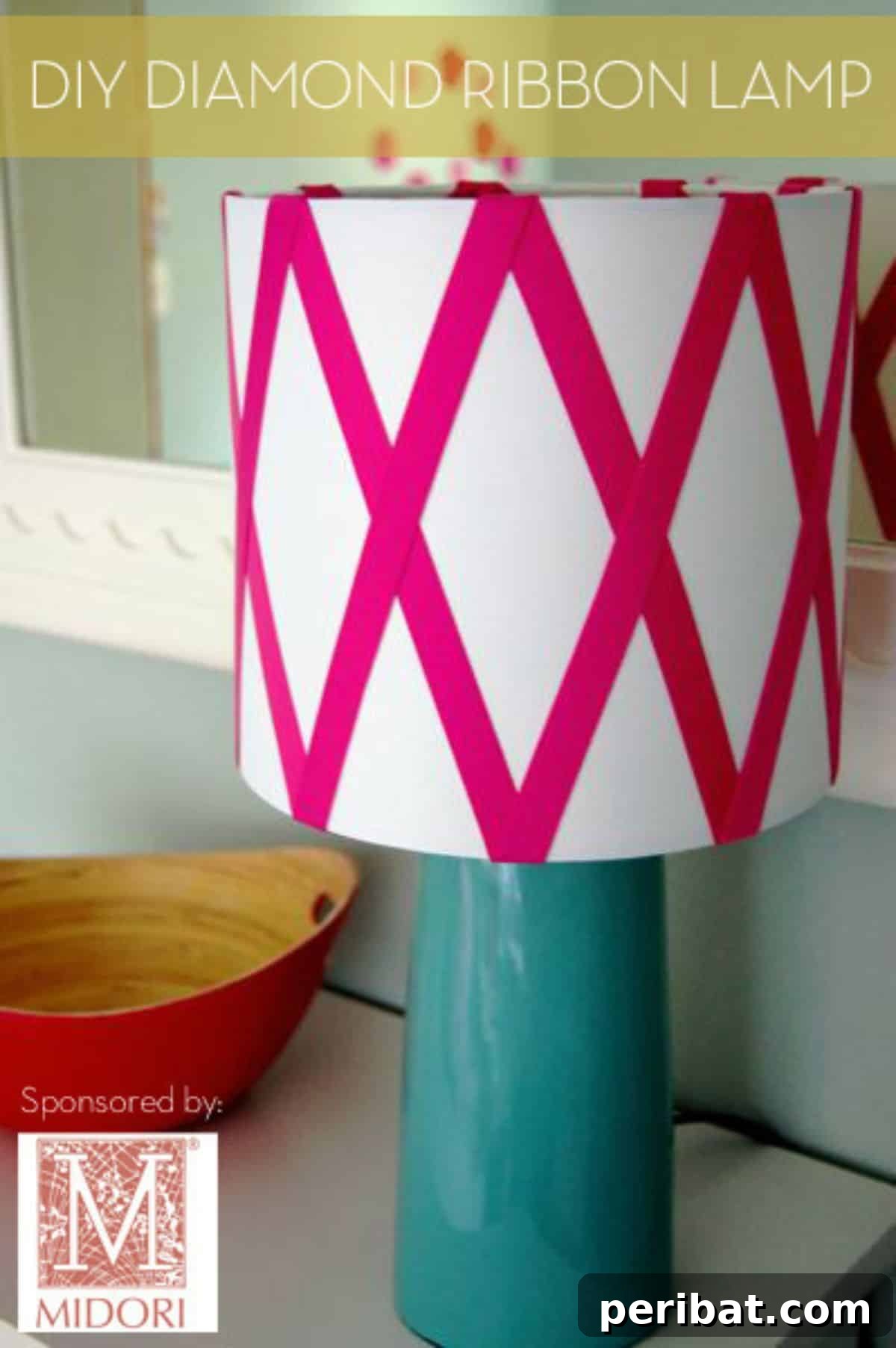Elegant DIY diamond ribbon lampshade for sophisticated indoor lighting.
