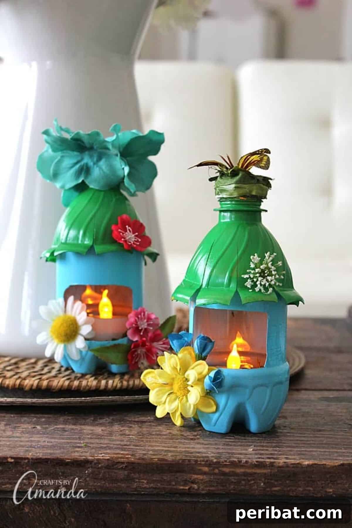 Magical DIY fairy house night lights from plastic bottles for enchanting decor.