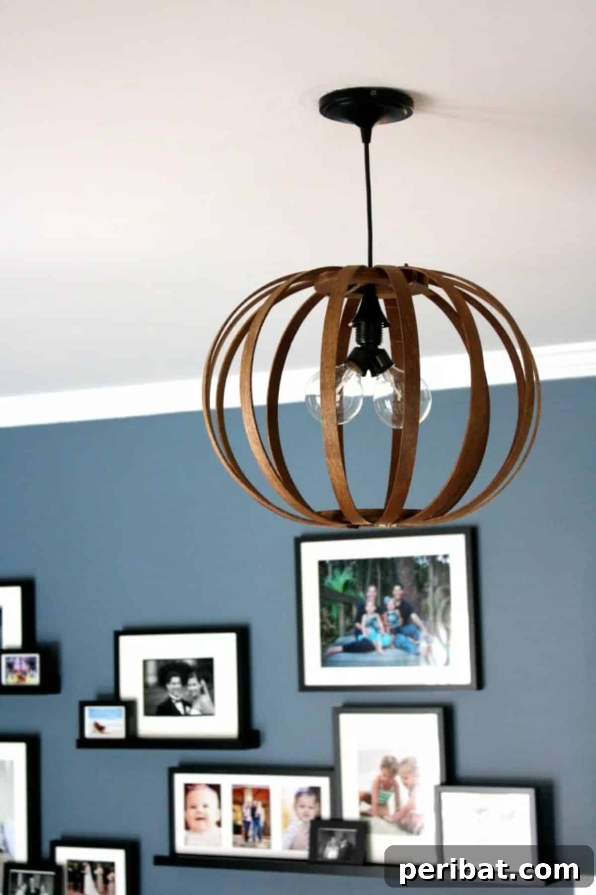 Stylish DIY bentwood pendant light for modern and unique indoor illumination.