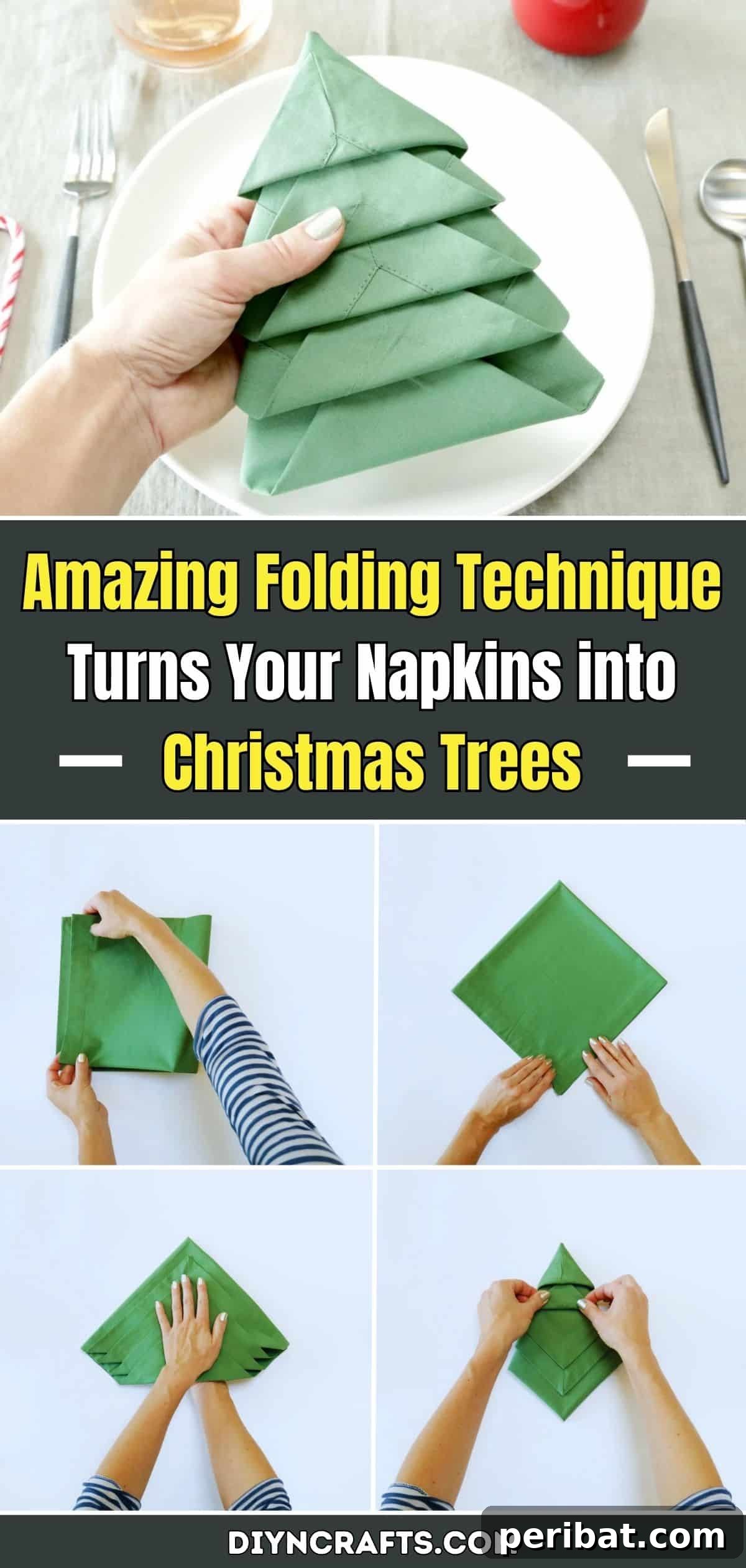Deck Your Table: Napkins Transform into Christmas Trees 2 Amazing Folding Technique Turns Your Napkins into Christmas Trees: A DIY Guide for Festive Holiday Table Decor