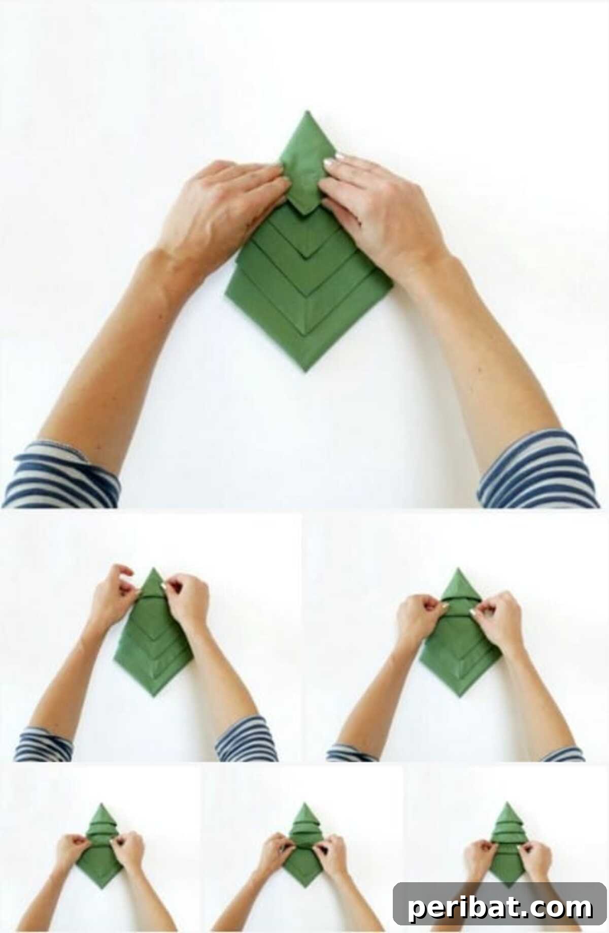 Deck Your Table: Napkins Transform into Christmas Trees 12 Amazing Folding Technique Turns Your Napkins into Christmas Trees - Step 8: Finished result