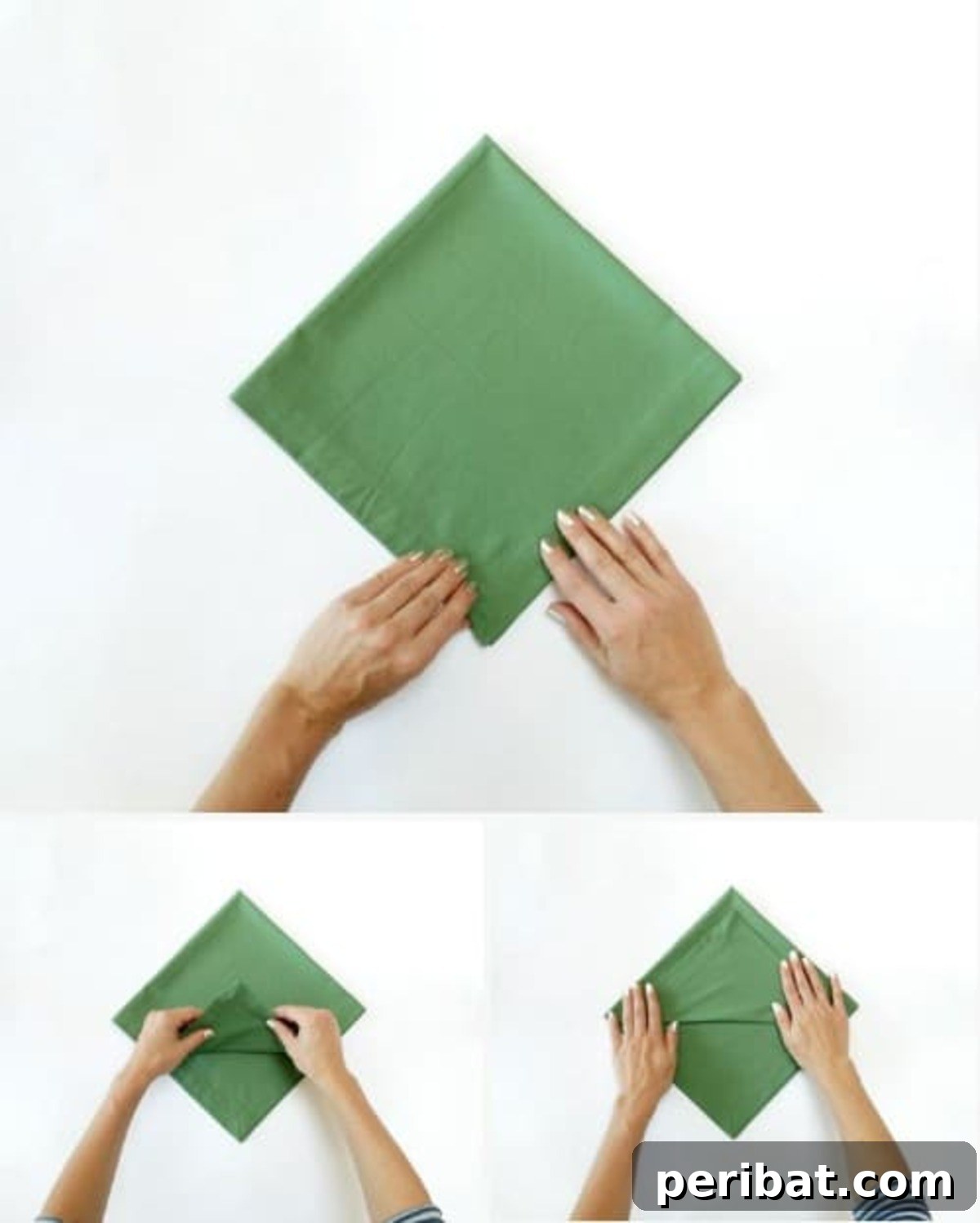 Deck Your Table: Napkins Transform into Christmas Trees 6 Amazing Folding Technique Turns Your Napkins into Christmas Trees - Step 4: Flip the napkin
