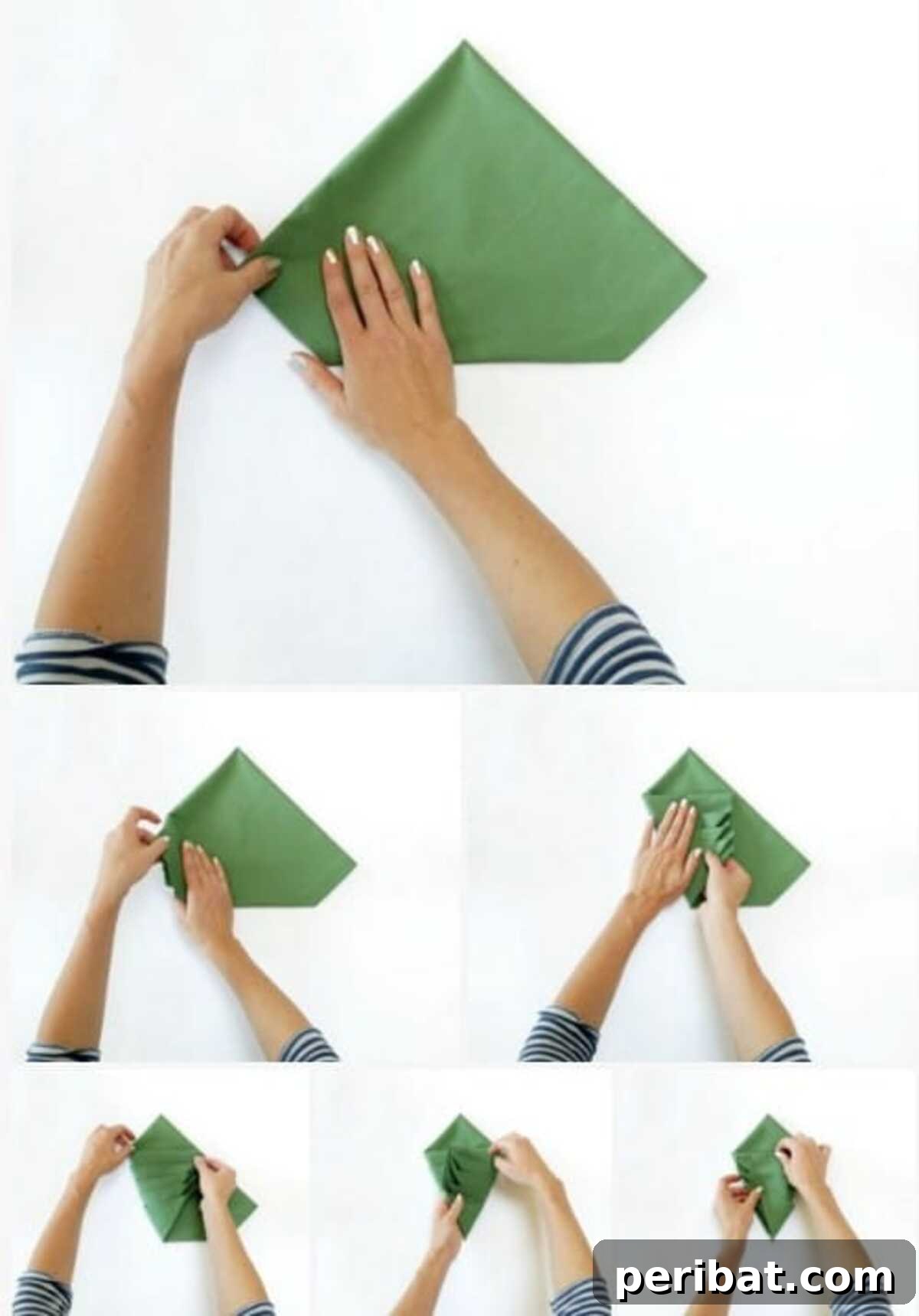 Deck Your Table: Napkins Transform into Christmas Trees 9 Amazing Folding Technique Turns Your Napkins into Christmas Trees - Step 6: Turn over again