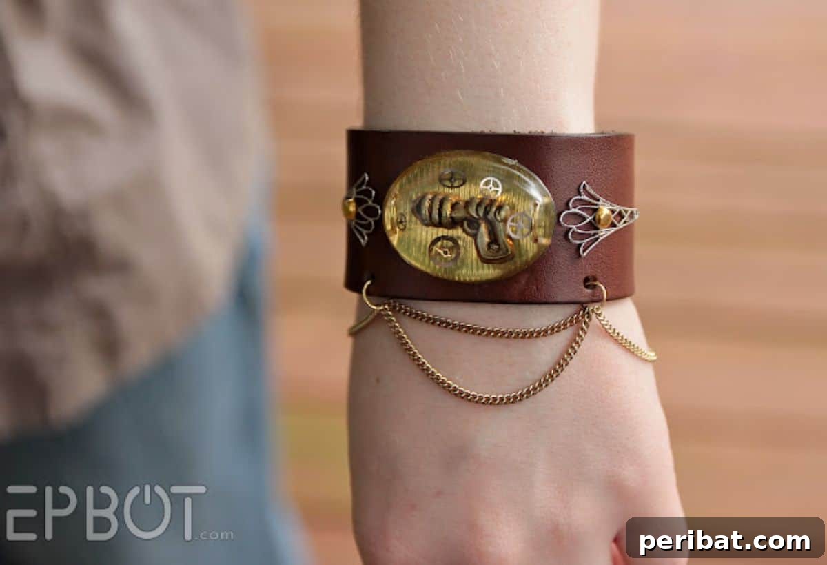 Create a Distinctive DIY Steampunk Resin and Leather Cuff