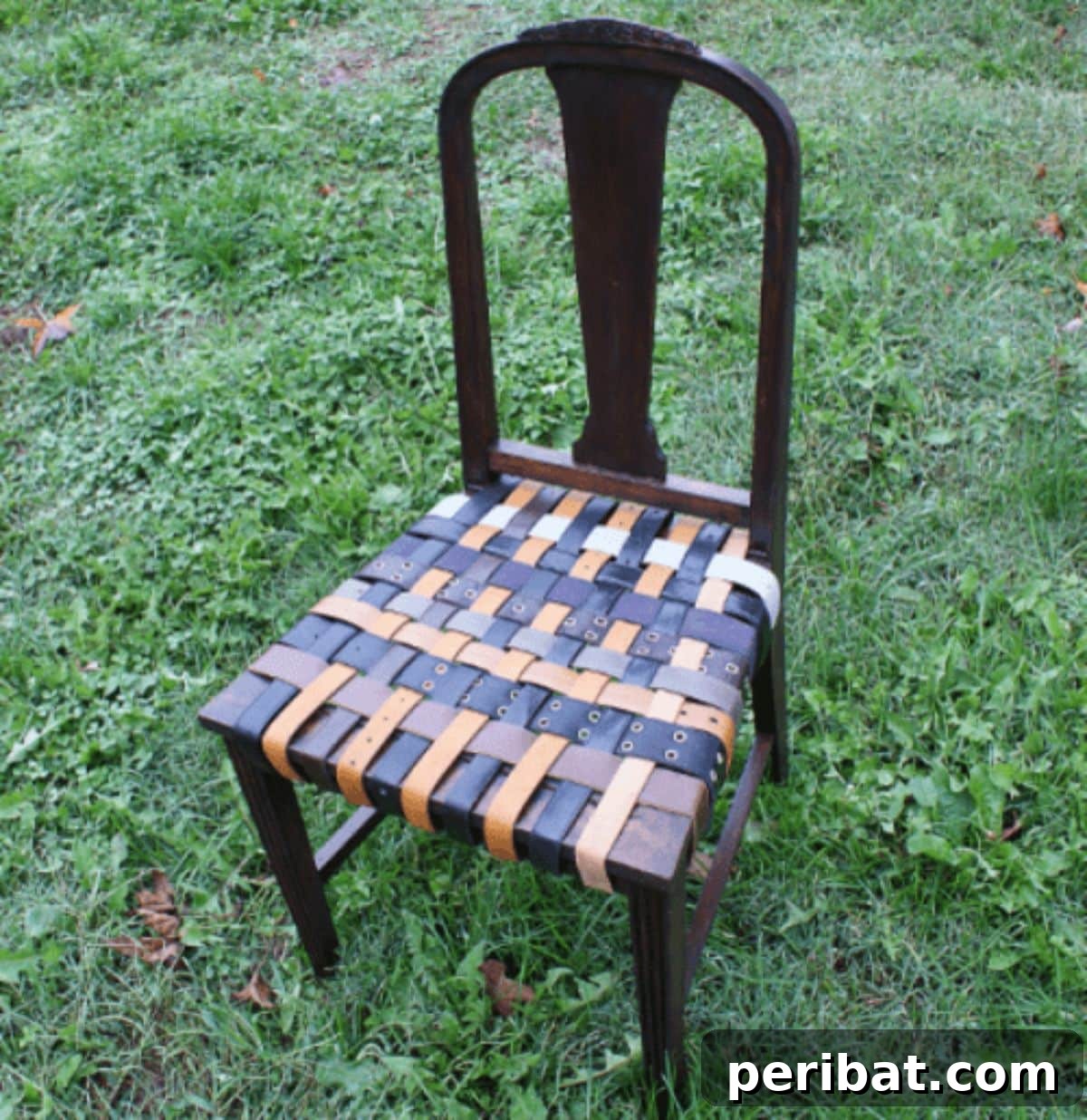 Transform an Old Chair with DIY Belt Renovation for Steampunk Decor