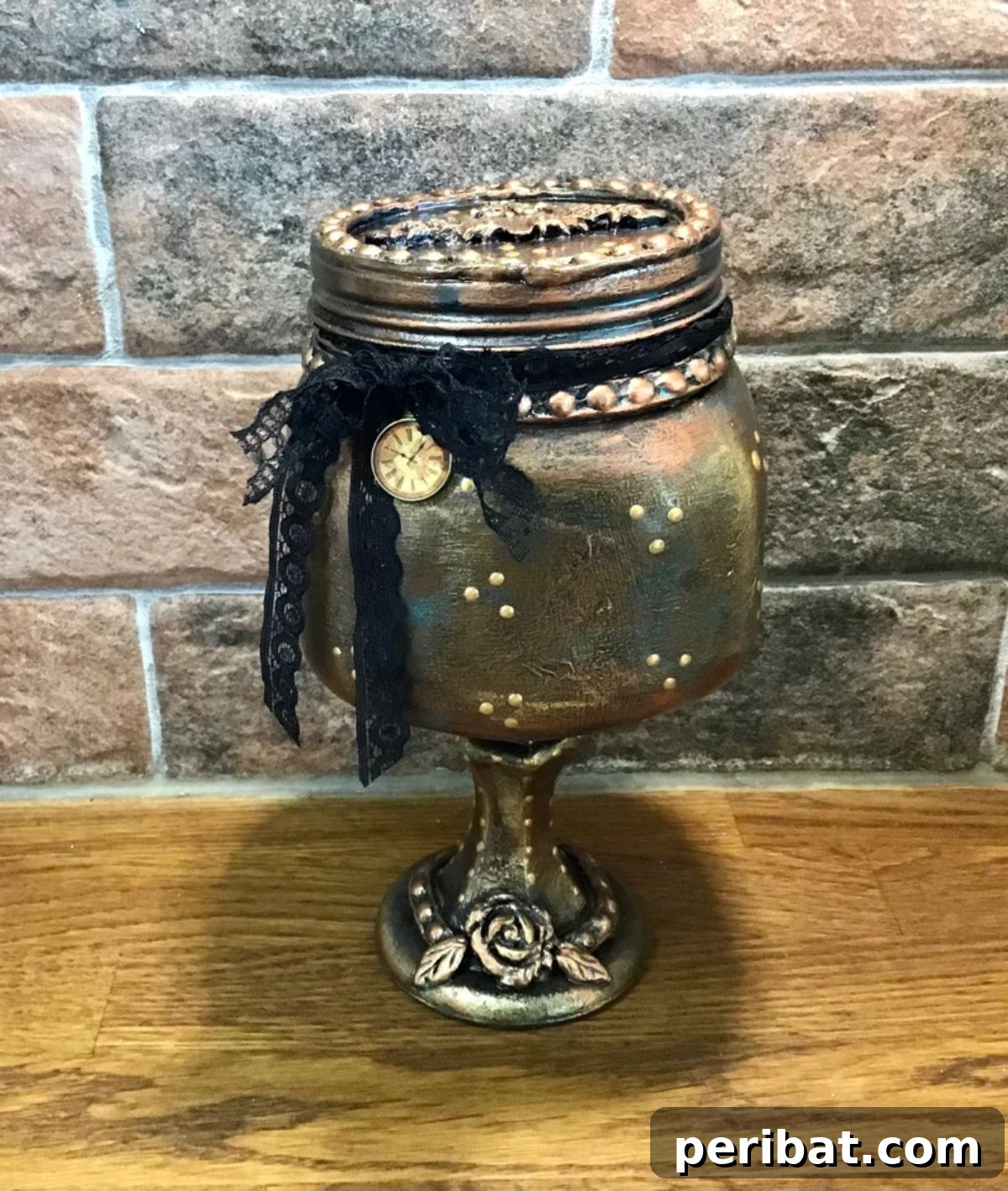Handmade Steampunk-Style Glass Storage Jar for Cherished Items