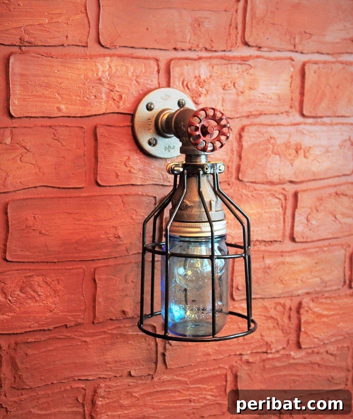 DIY Steampunk Outdoor Lighting Sconces with Pipes and Mason Jars