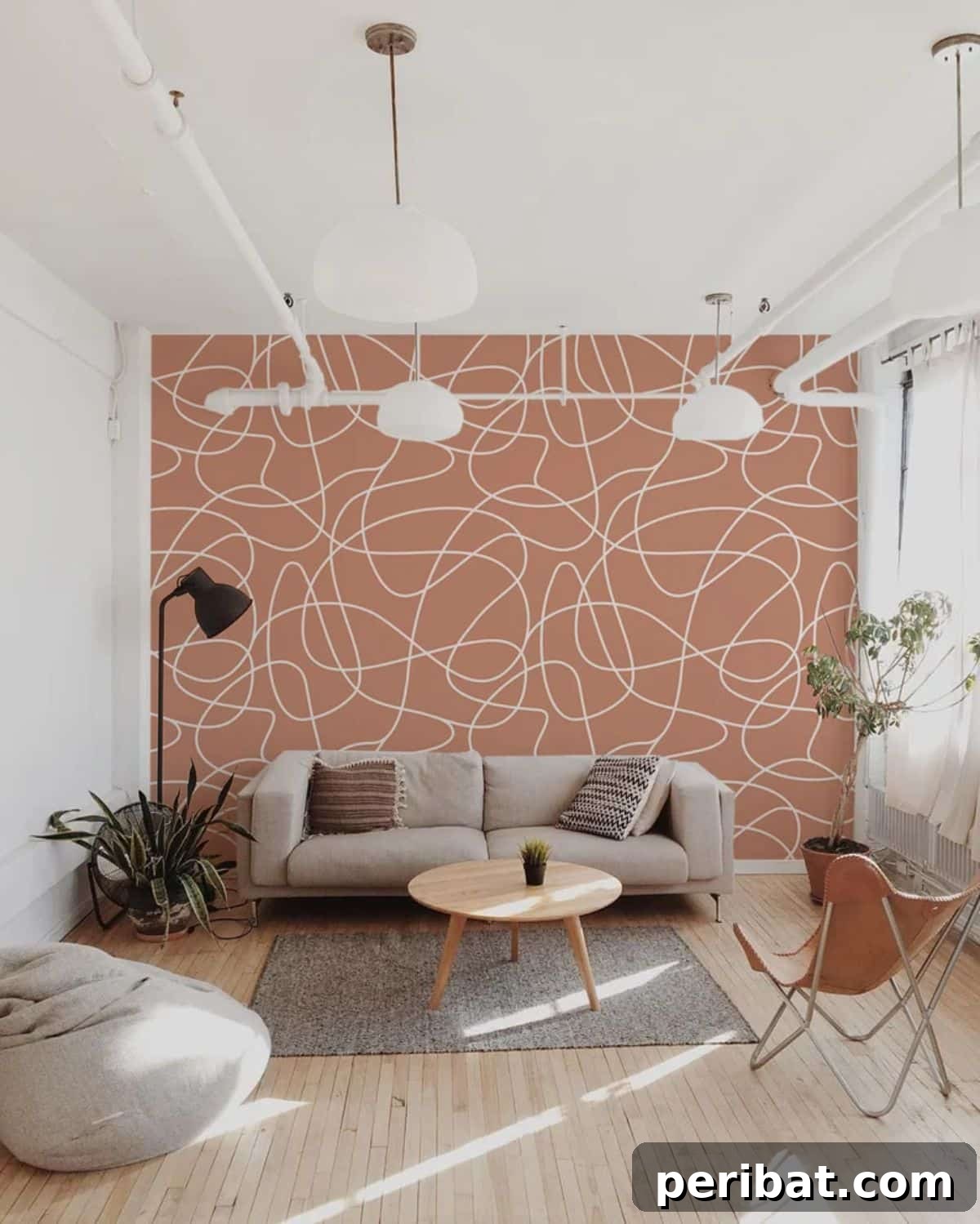49 Creative DIY Wallpaper Ideas and Essentials 11 One Line Pattern Peel and Stick Wallpaper