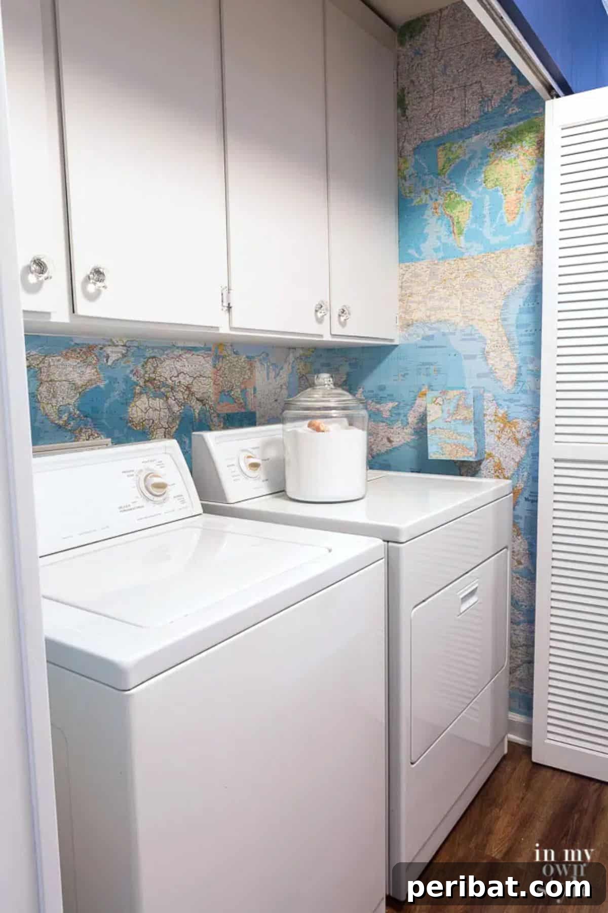 49 Creative DIY Wallpaper Ideas and Essentials 14 DIY Map Wallpaper in a Laundry Room