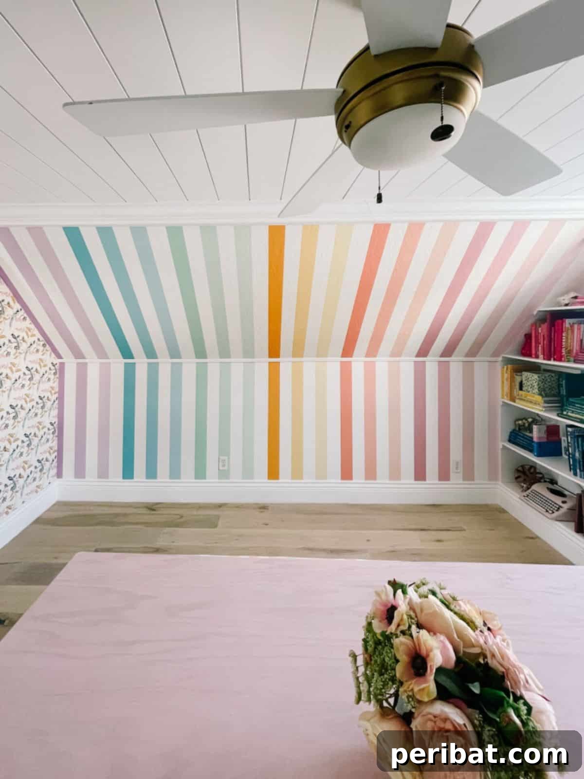 49 Creative DIY Wallpaper Ideas and Essentials 15 DIY Colorful Stripes Wallpaper