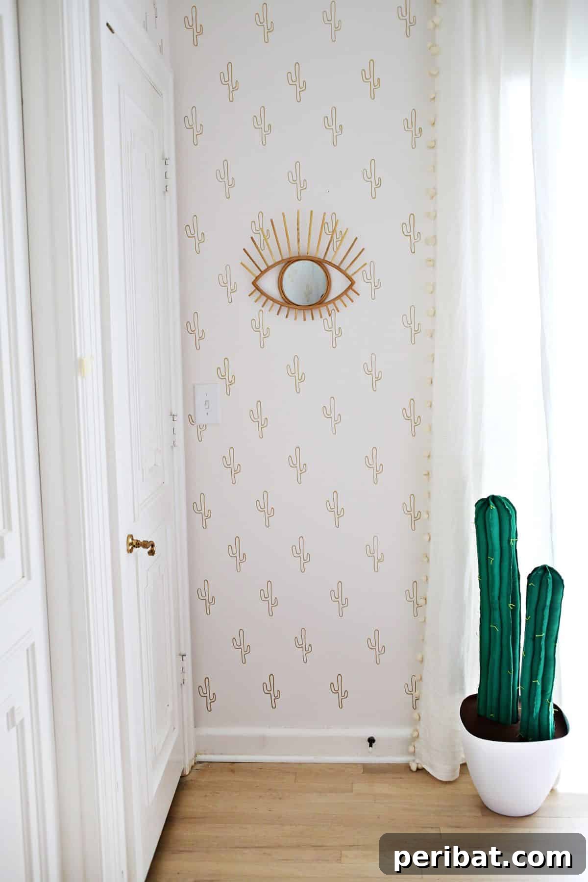 49 Creative DIY Wallpaper Ideas and Essentials 27 Gold Cactus Wallpaper DIY