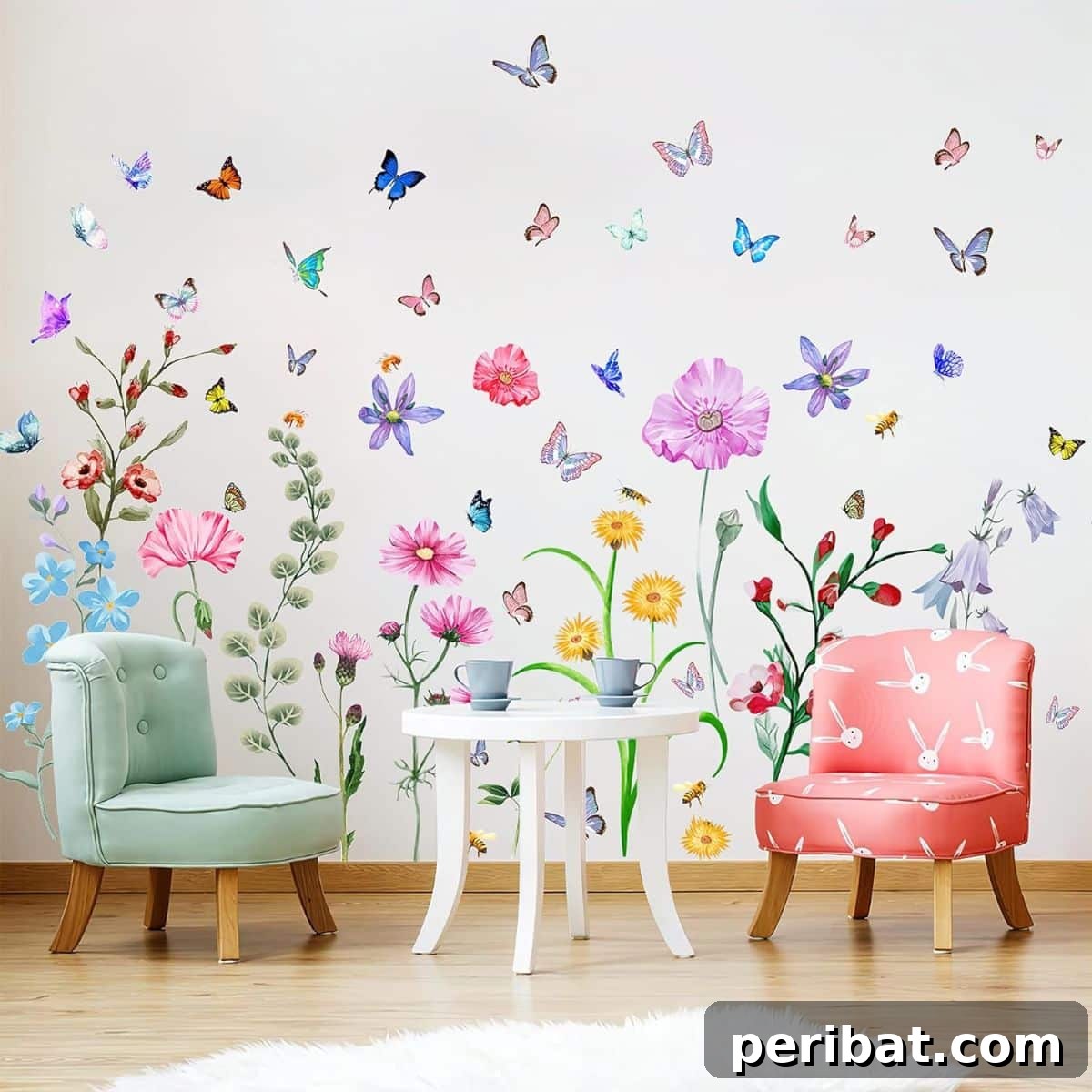 49 Creative DIY Wallpaper Ideas and Essentials 37 Colorful Flower Wall Stickers with Butterfly and Bee