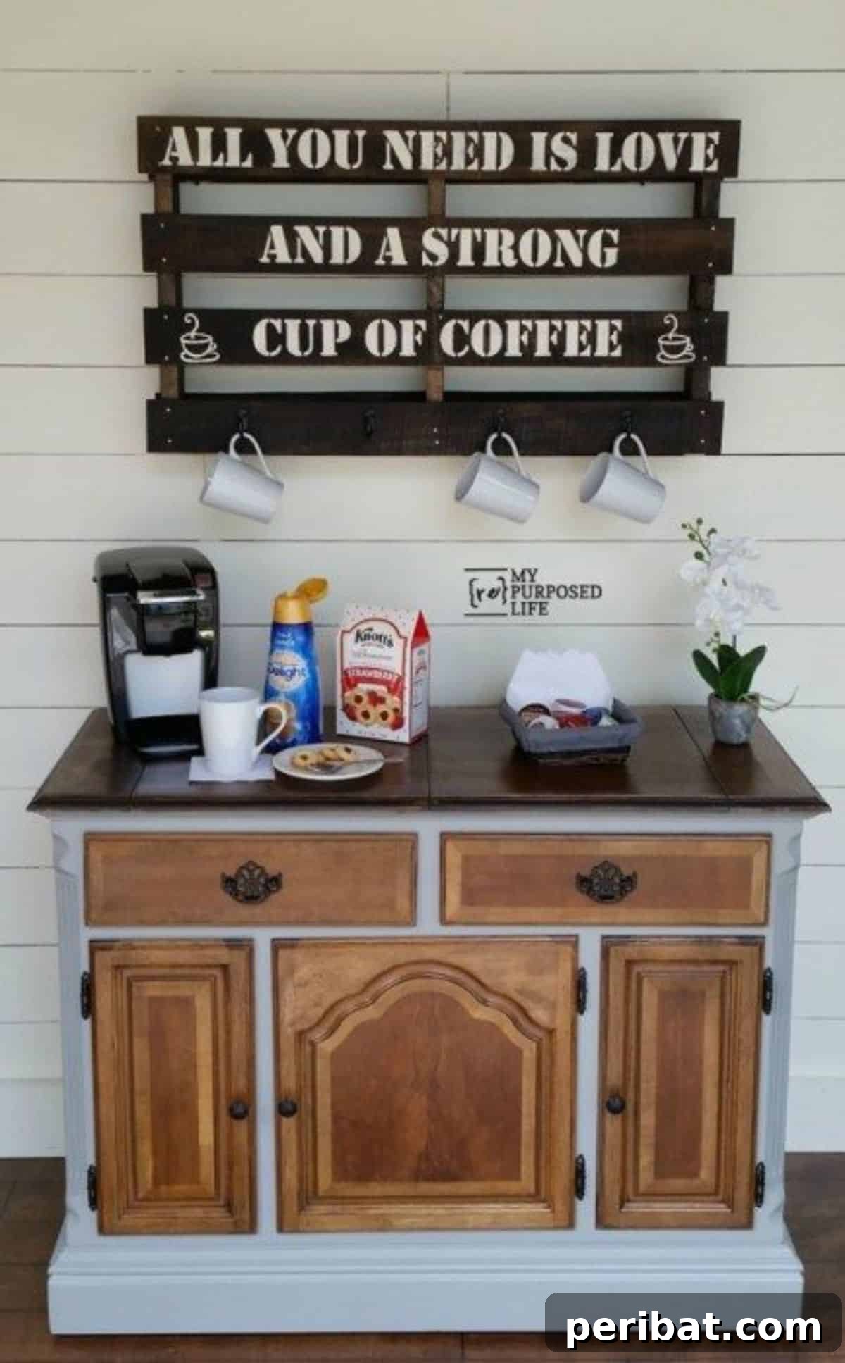 Repurposed Buffet Coffee Station - Two-Toned Design