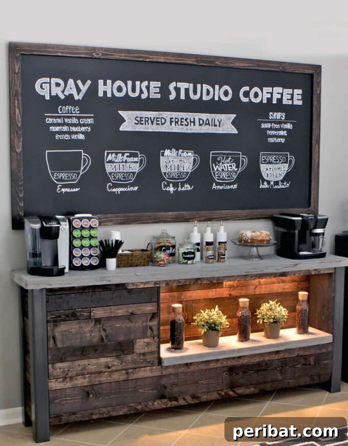 DIY 7-Feet Coffee Bar - Rustic Wood and Modern Design