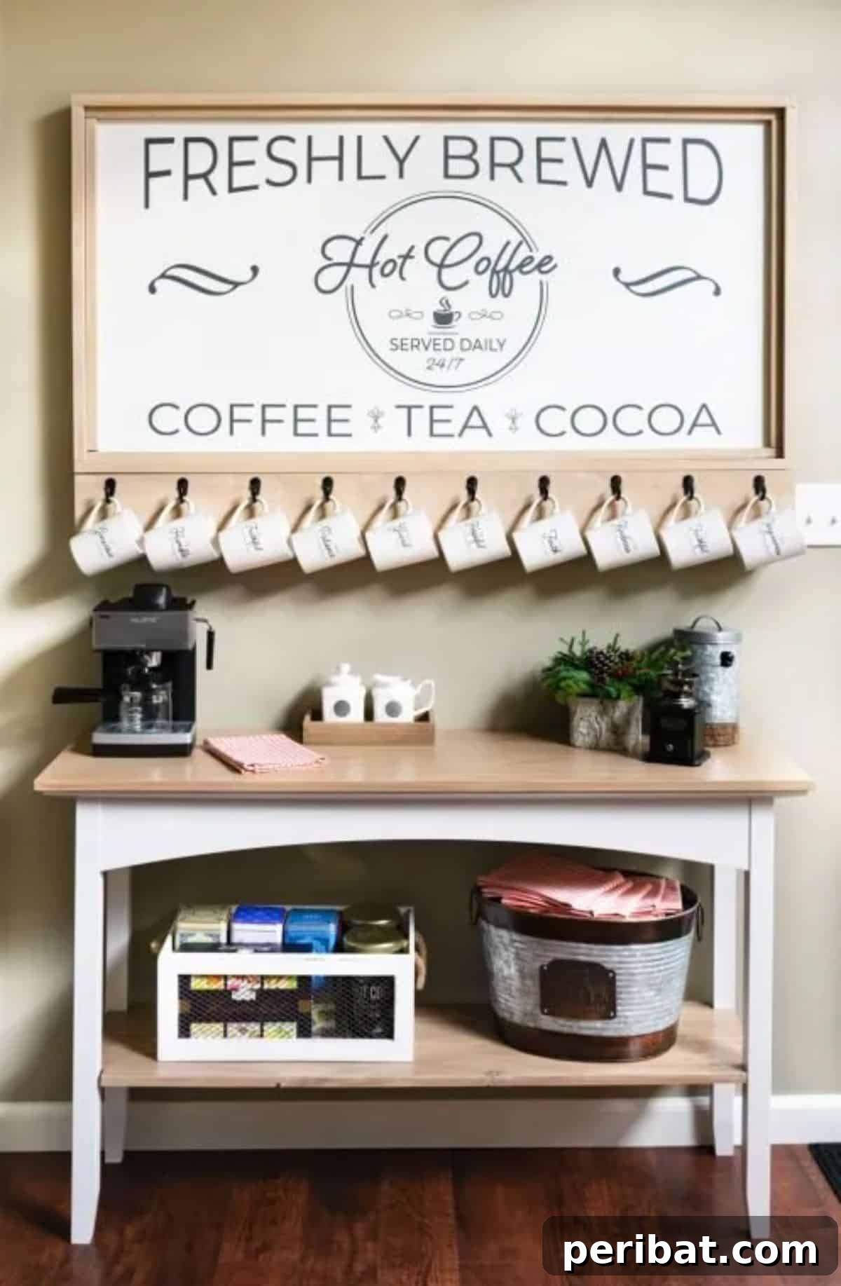 DIY Farmhouse Style Coffee Bar Station - Handcrafted Appeal