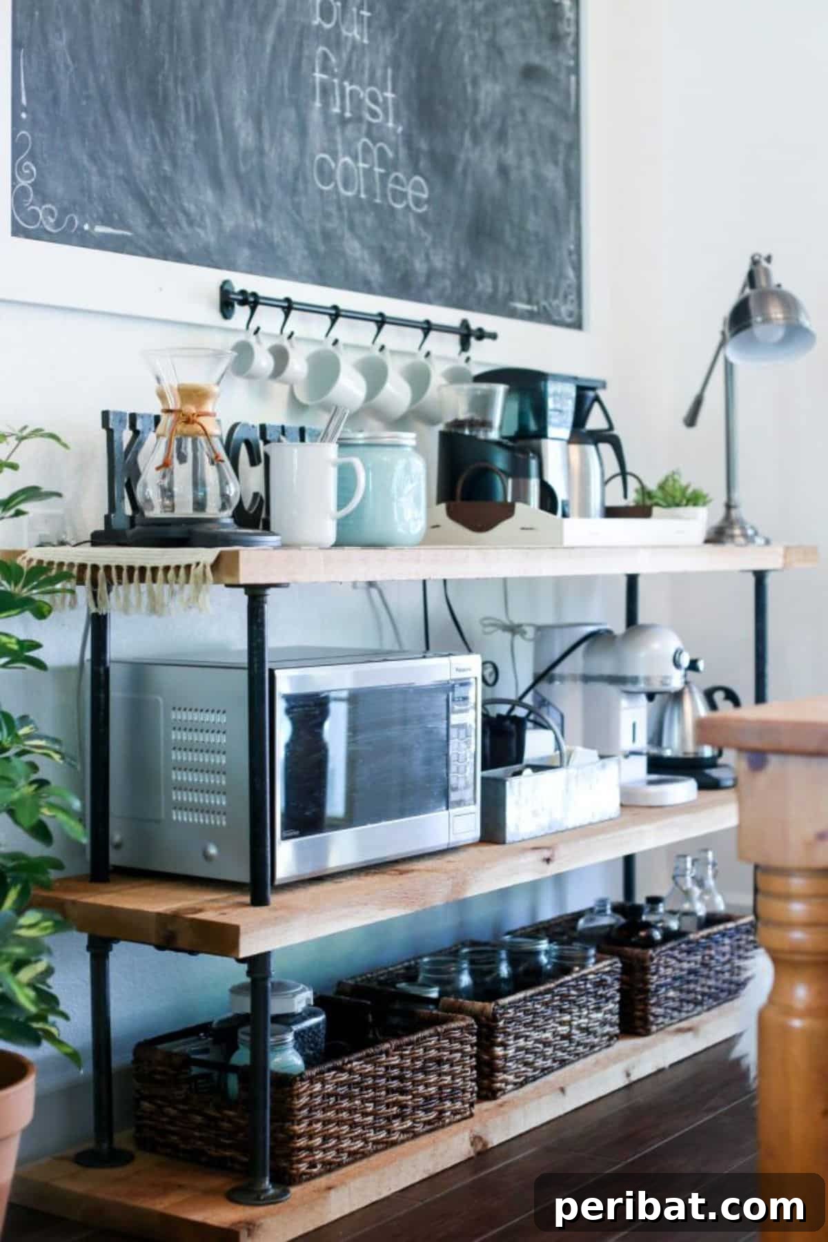 DIY Black Pipe Coffee Bar Station - Industrial Chic