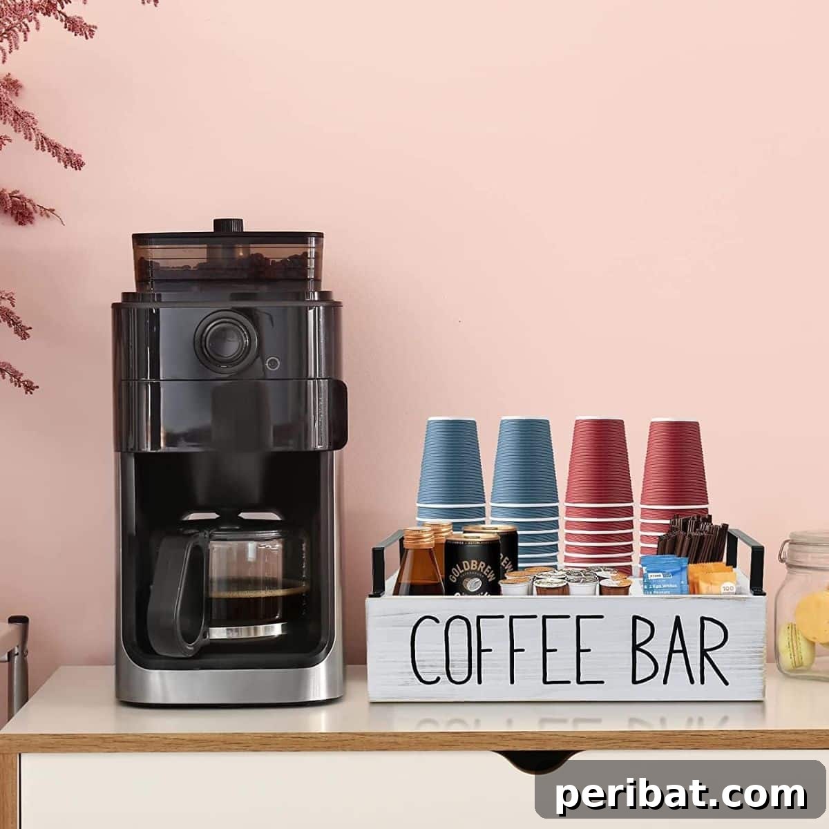 Wooden Coffee Bar Accessories Organizer for Countertop