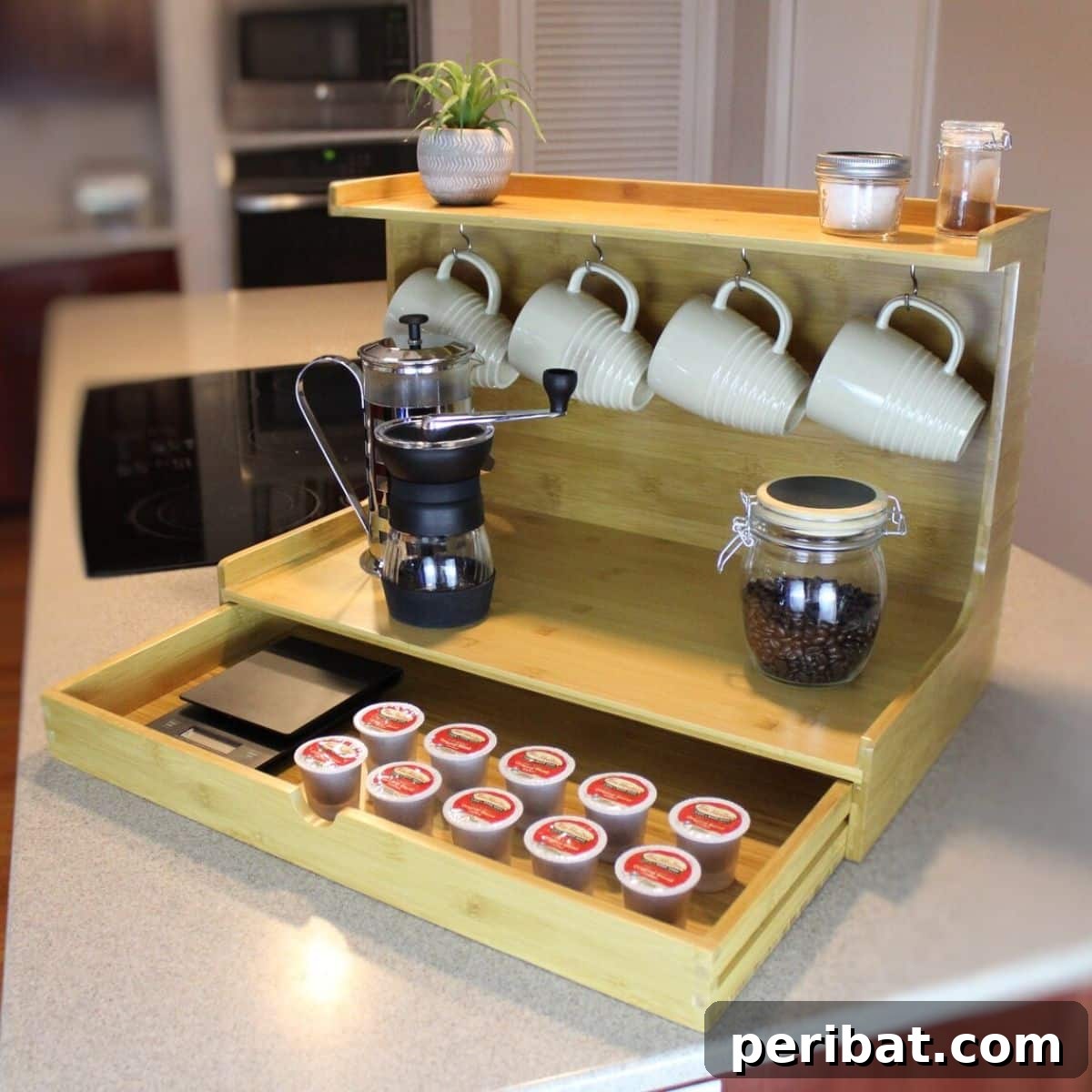 Home Drawer Coffee Bar Cabinet - Clean and Elegant Design