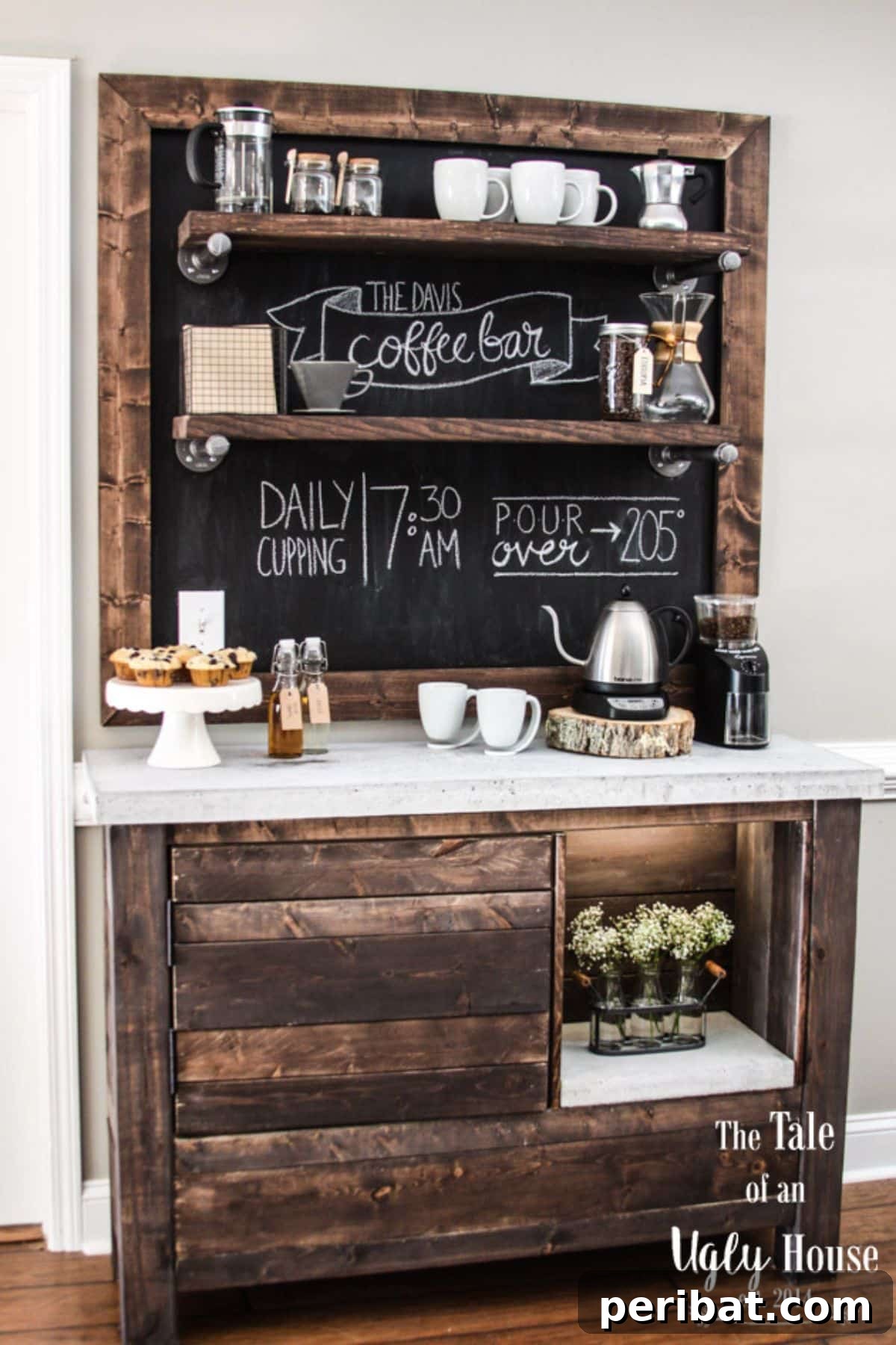 DIY Rustic Coffee Bar - Concrete and Wood Design