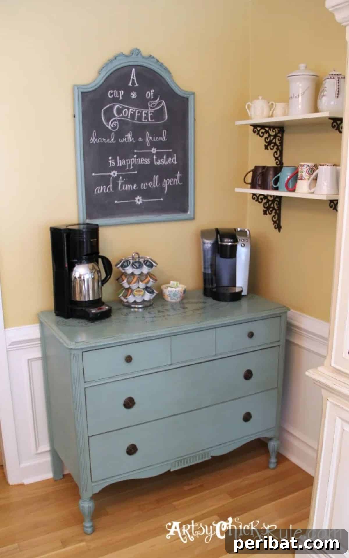 Coffee Bar Server with Shelves - Repurposed Dresser