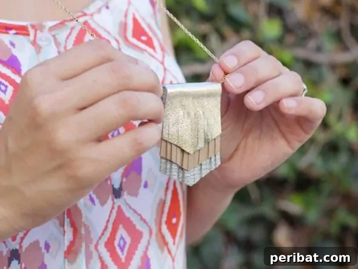 DIY Leather Fringe Pendant Necklace
