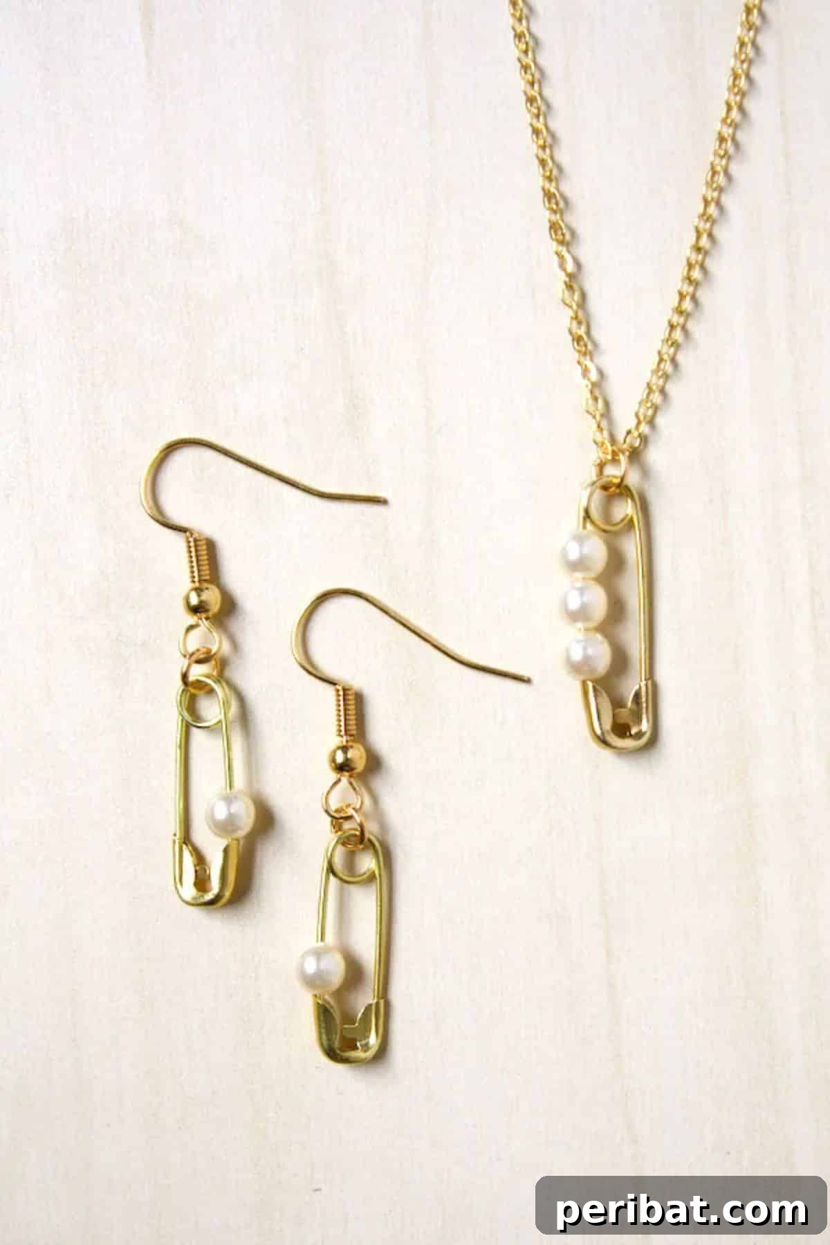 Stunning & Simple: 50 Creative Earring Projects 11 DIY Safety Pins and Pearl Earrings