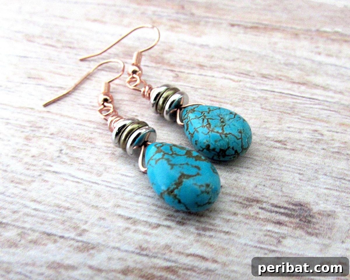 Stunning & Simple: 50 Creative Earring Projects 16 DIY Boho Turquoise Dangle Earrings