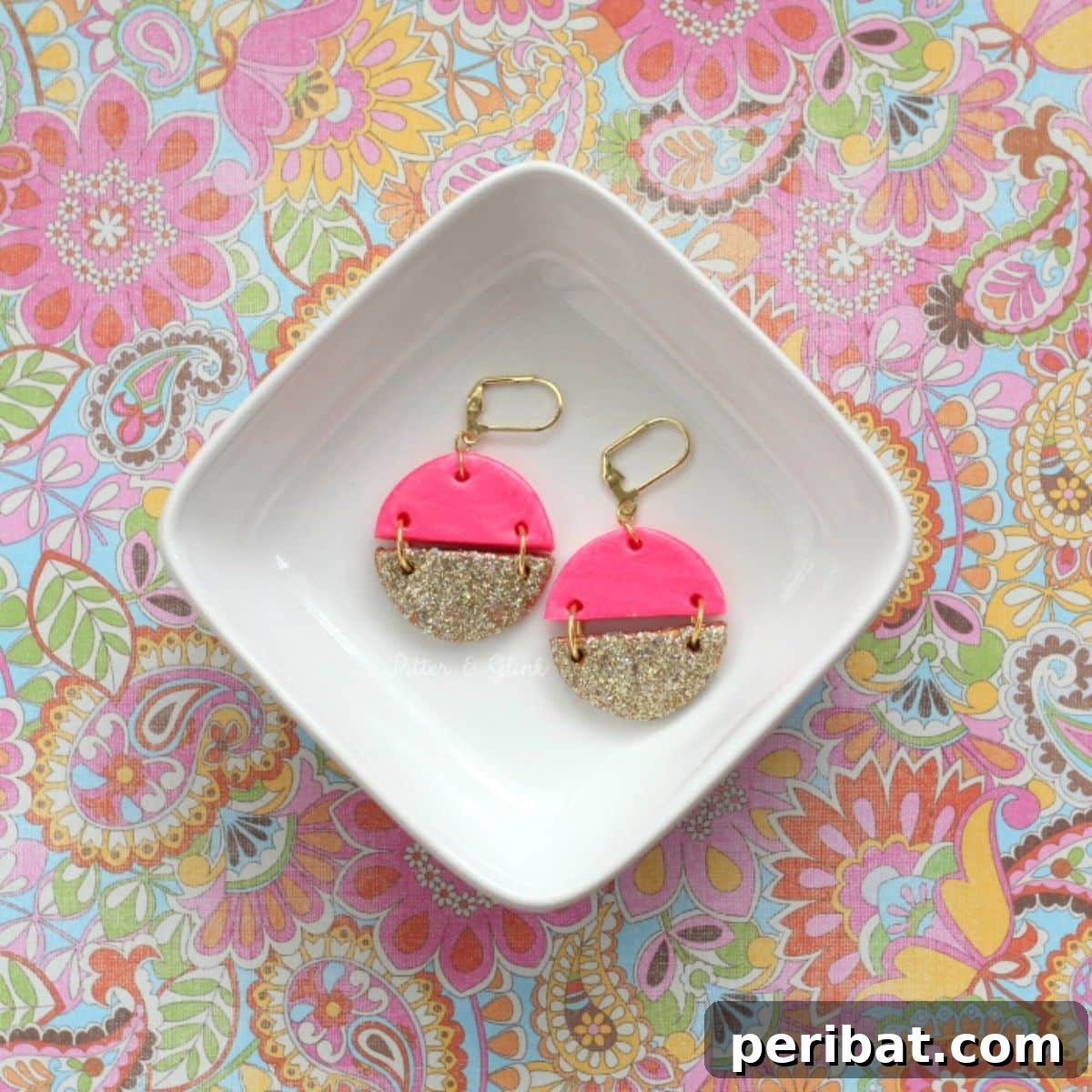 Stunning & Simple: 50 Creative Earring Projects 17 DIY Pink & Gold Polymer Clay Earrings