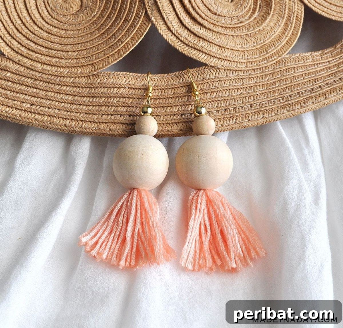 Stunning & Simple: 50 Creative Earring Projects 20 DIY Natural Wood Bead Tassel Earrings