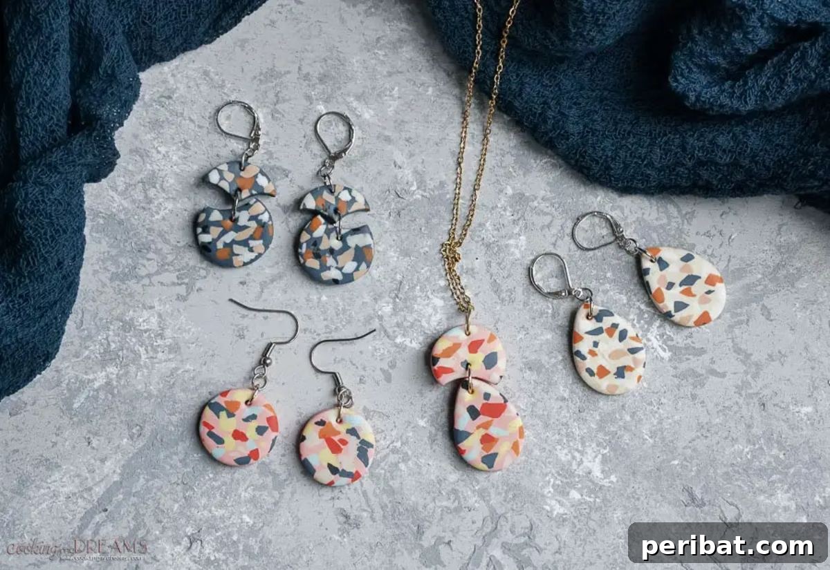 Stunning & Simple: 50 Creative Earring Projects 23 DIY Polymer Clay Terrazzo Jewelry