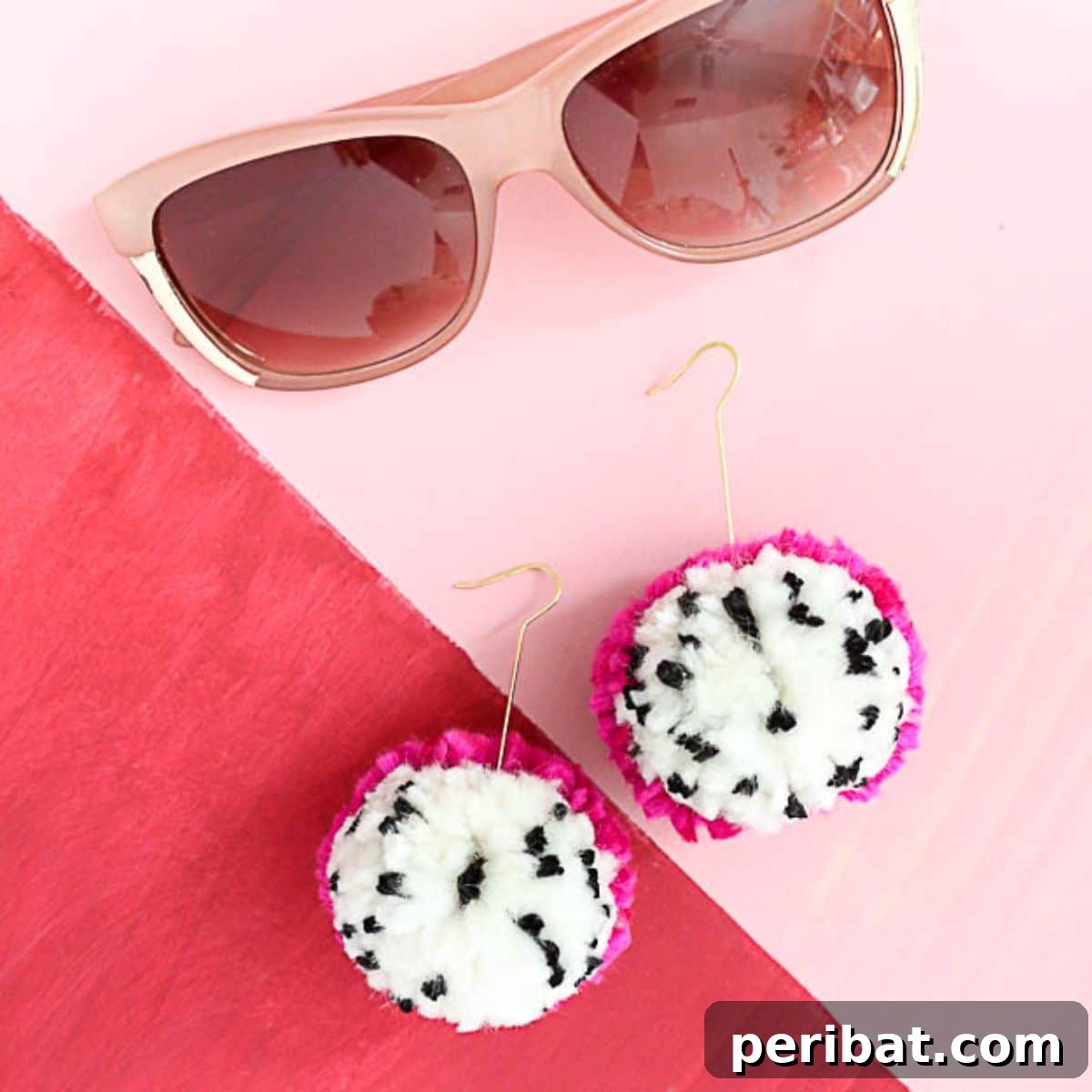Stunning & Simple: 50 Creative Earring Projects 29 DIY Small Dragon Fruit Pom Pom Earrings