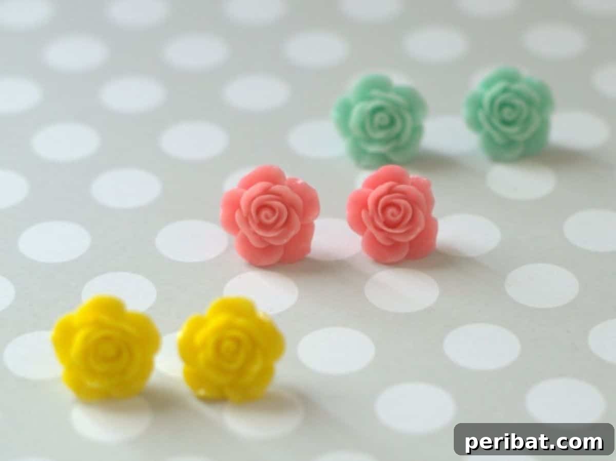 Stunning & Simple: 50 Creative Earring Projects 4 DIY Spring Rose Flower Studs