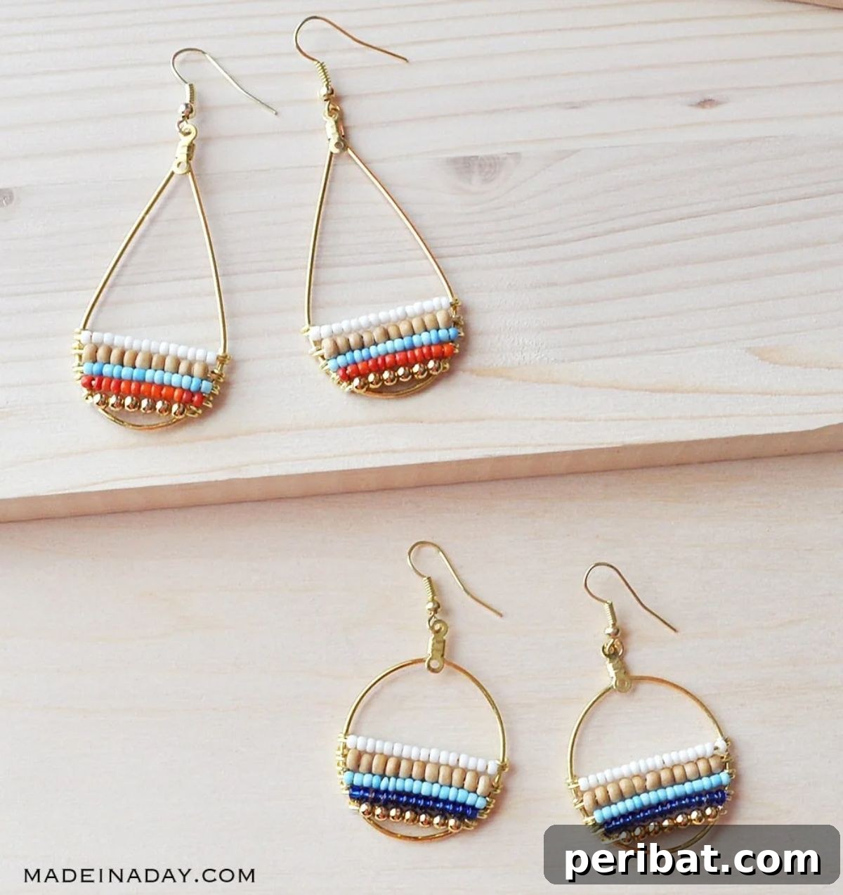 Stunning & Simple: 50 Creative Earring Projects 6 DIY Beachy Boho Beaded Hoop Earrings