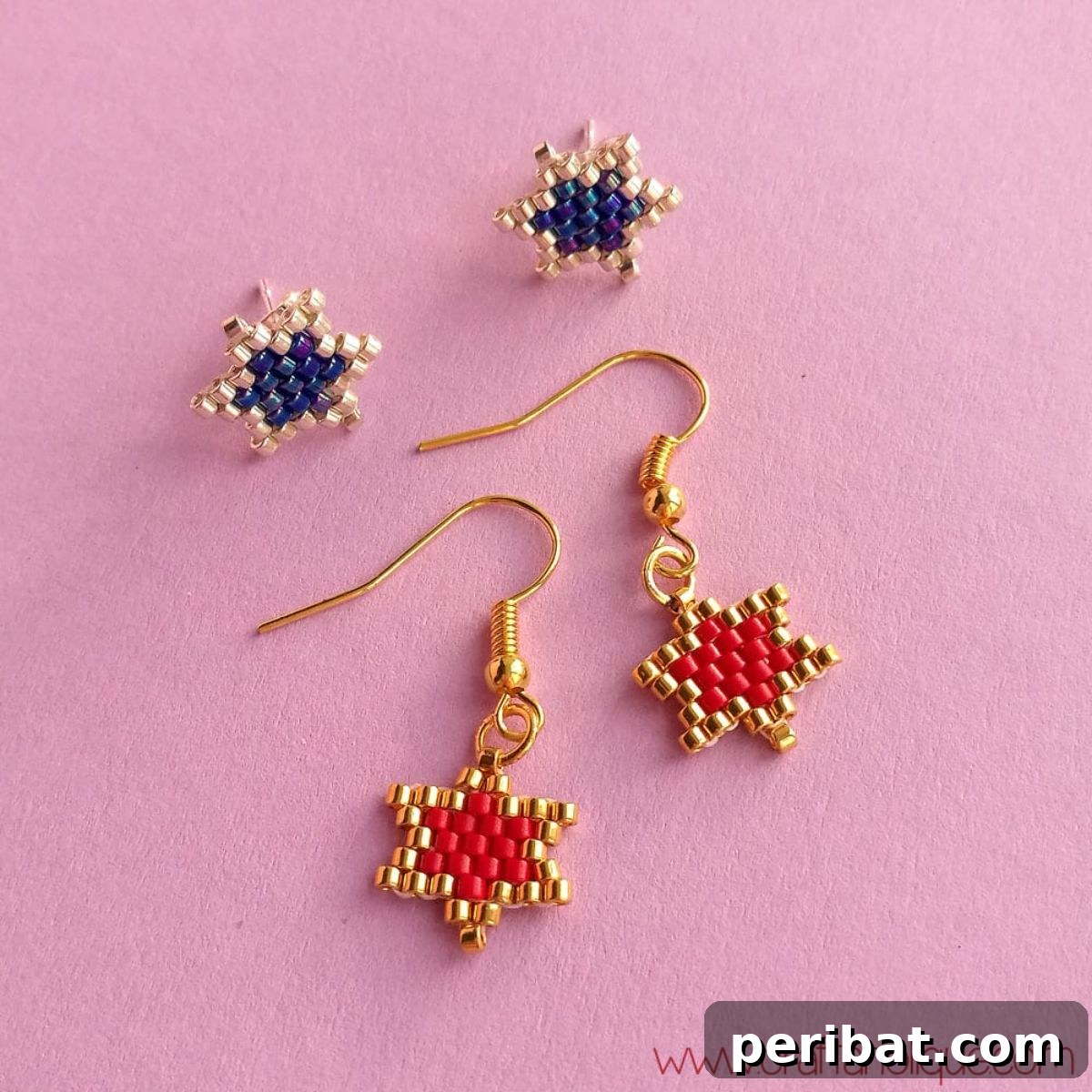 Stunning & Simple: 50 Creative Earring Projects 10 DIY Brick Stitch Star Earrings