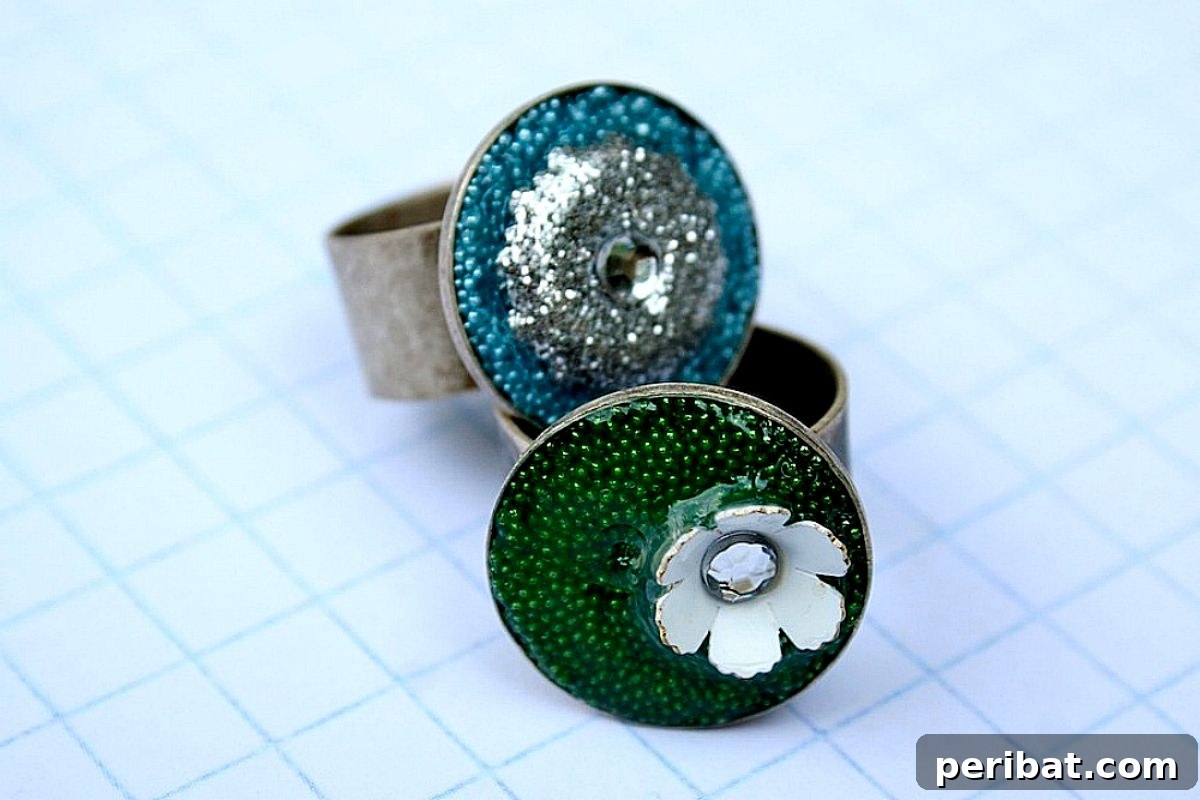 45 Creative DIY Ring Ideas 12 DIY Embellished Resin Rings
