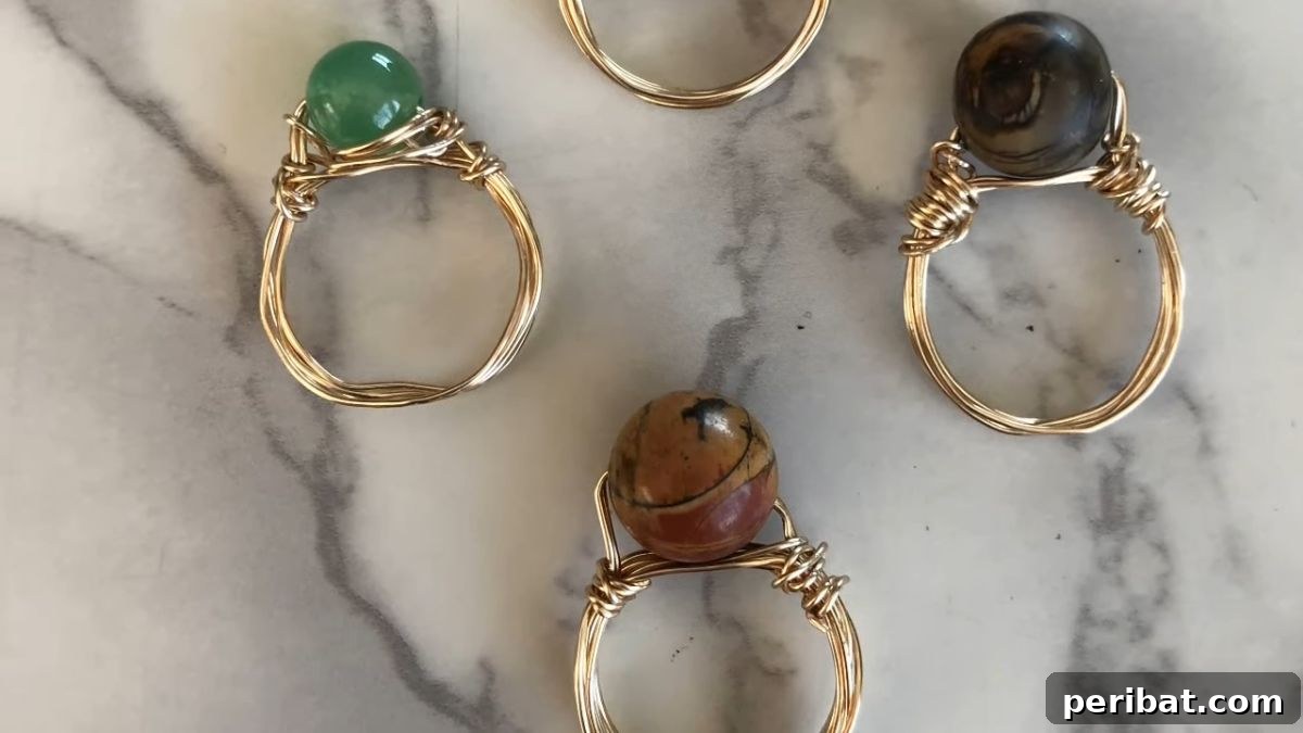 45 Creative DIY Ring Ideas 10 DIY Stone and Wire-Wrapped Rings