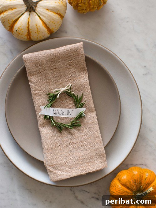 Effortless Thanksgiving: 25 DIY Decor Ideas 4 Rosemary Wreath Place Settings