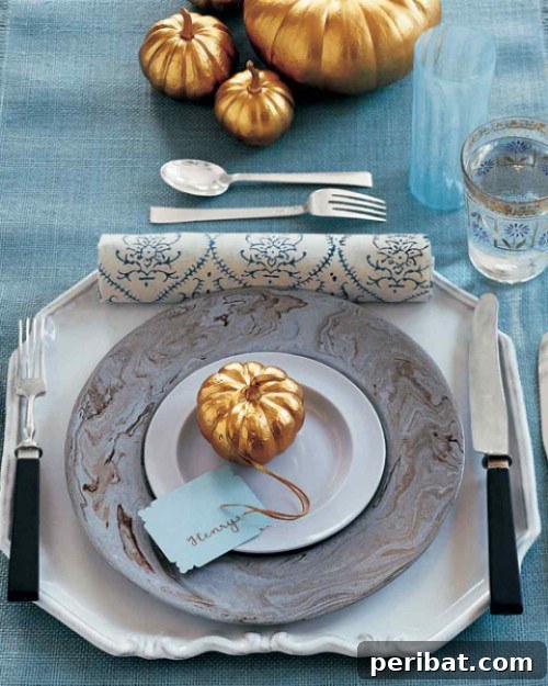 Effortless Thanksgiving: 25 DIY Decor Ideas 7 Gilded Pumpkins