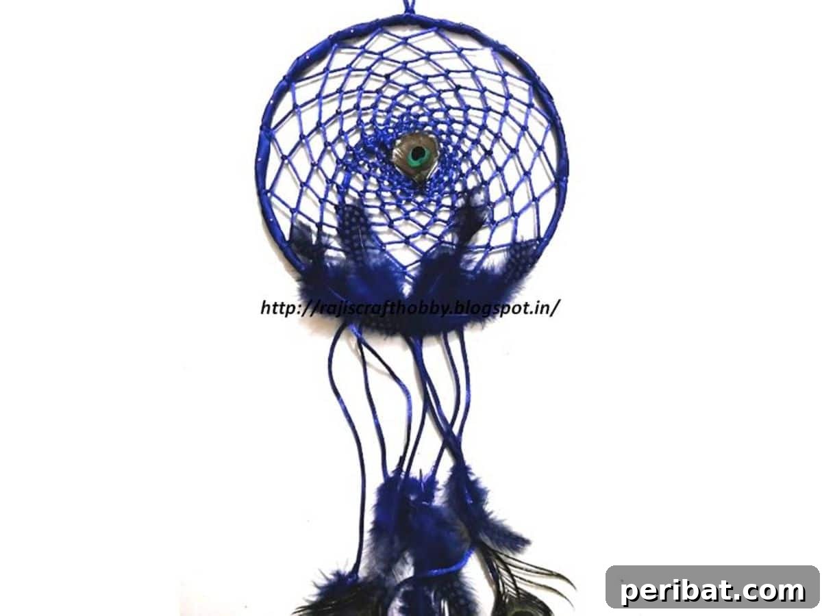 Crafting Dream Catchers: 50 DIY Ideas and Starter Kits 39 DIY Royal Blue Peacock Center Dream Catcher