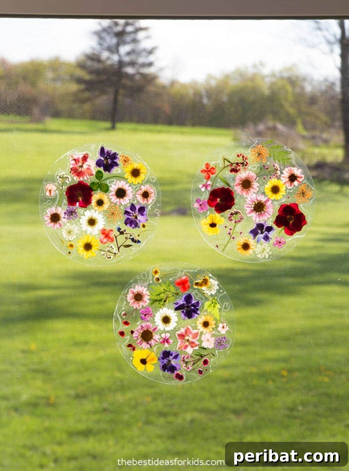 Catch the Light: 50 Unique Sun Catcher Crafts 13 DIY Pressed Flower Suncatcher