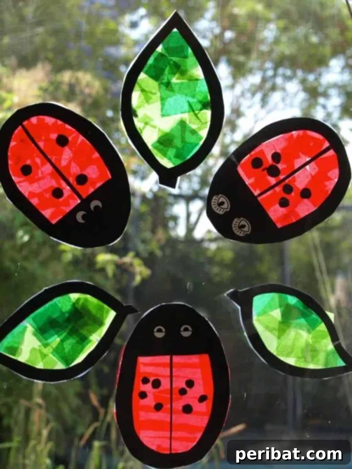 Catch the Light: 50 Unique Sun Catcher Crafts 16 DIY Ladybug Sun Catchers