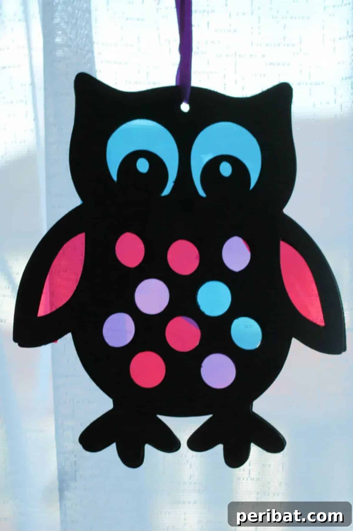 Catch the Light: 50 Unique Sun Catcher Crafts 23 DIY Stained Glass Style Owl Sun Catcher