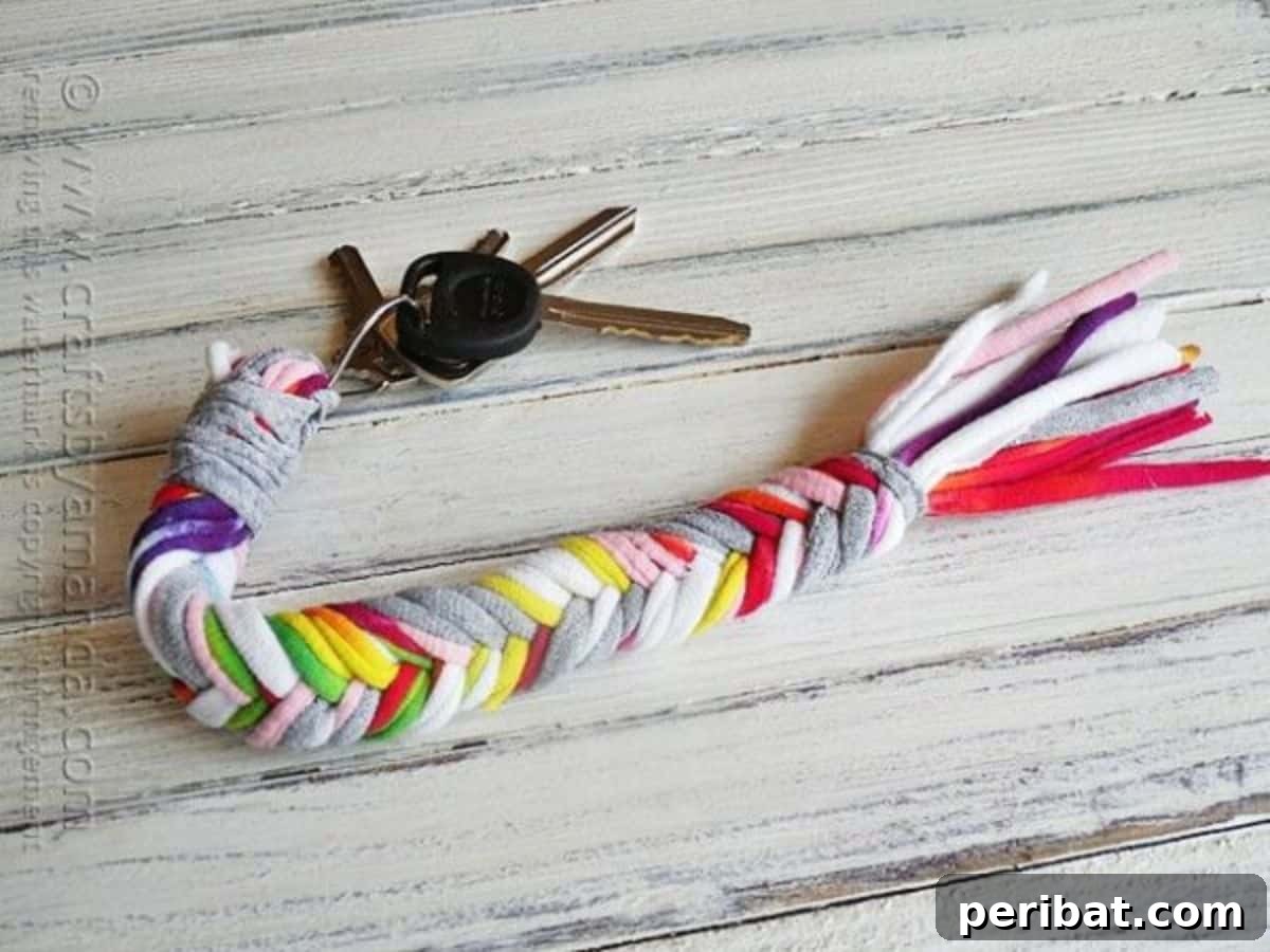Craft 50 Amazing DIY Keychains 19 DIY Braided T-shirt Keychain