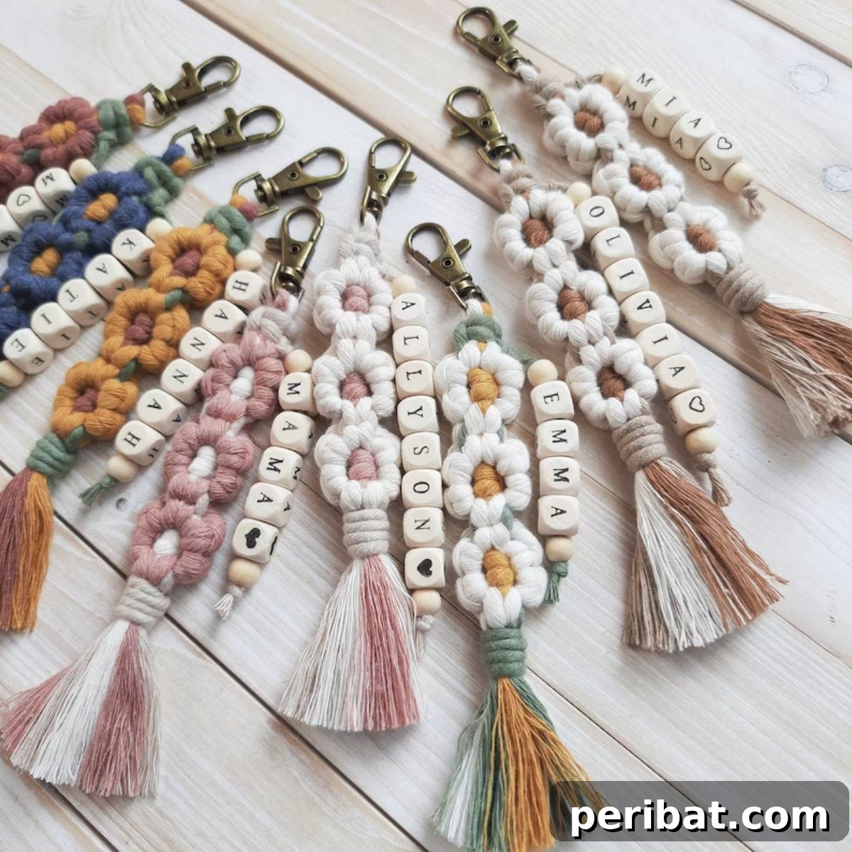 Craft 50 Amazing DIY Keychains 41 Macrame Flower Keychain With Name