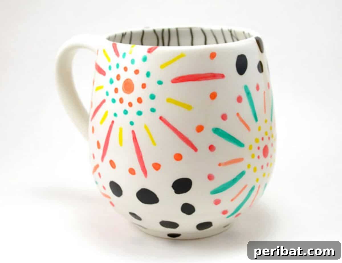 Elegant Dashes and Dots Floral Mugs DIY Project
