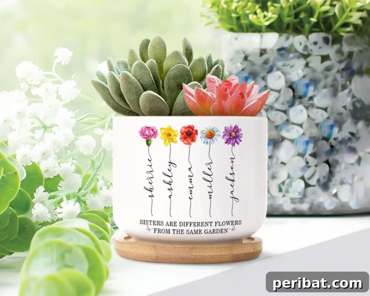 Handmade Hugs: 34 Practical DIY Gifts for Your Sister 31 Personalized Birth Flower Sisters Plant Pot