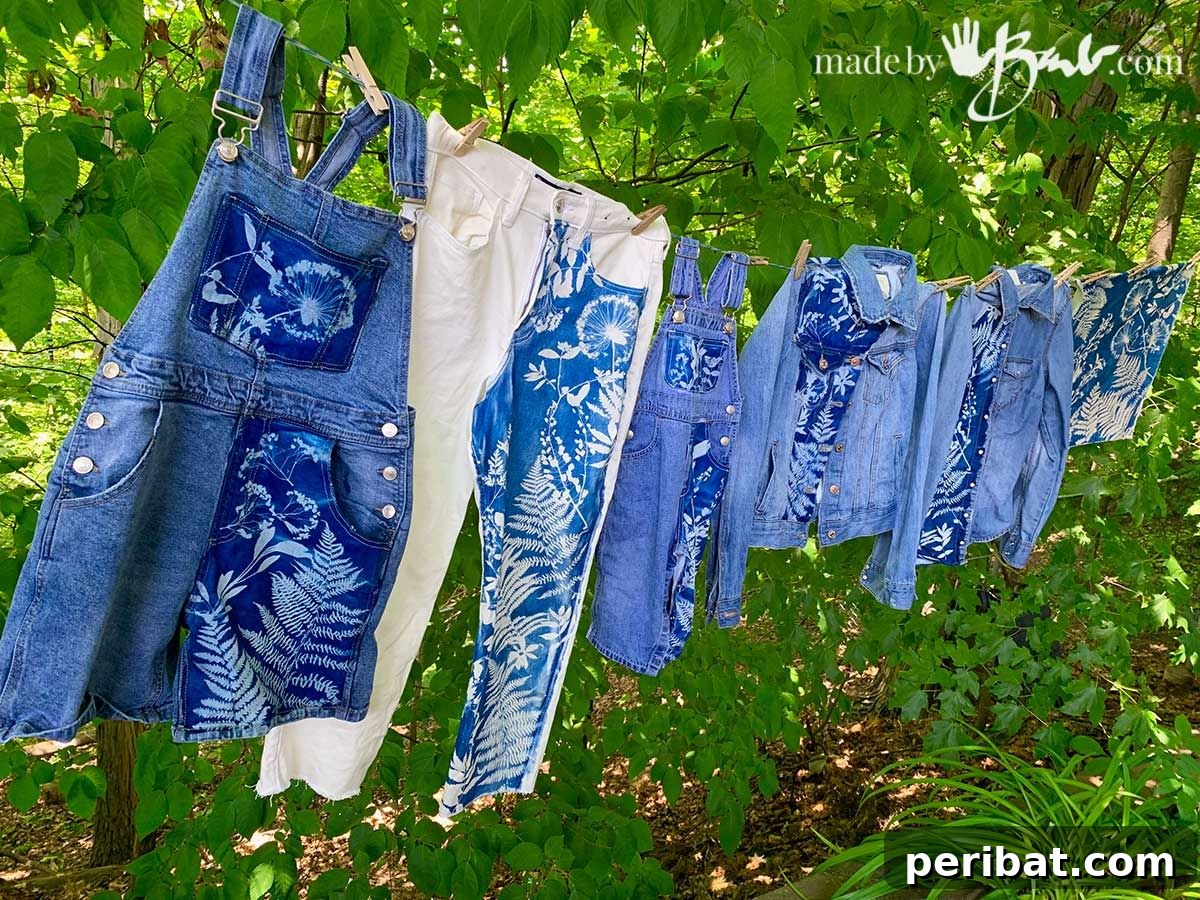 Solar Artistry: 20 DIY Printmaking Ideas 13 How to Print Cyanotype on Jackets, Jeans & Clothes featuring a customized denim jacket.