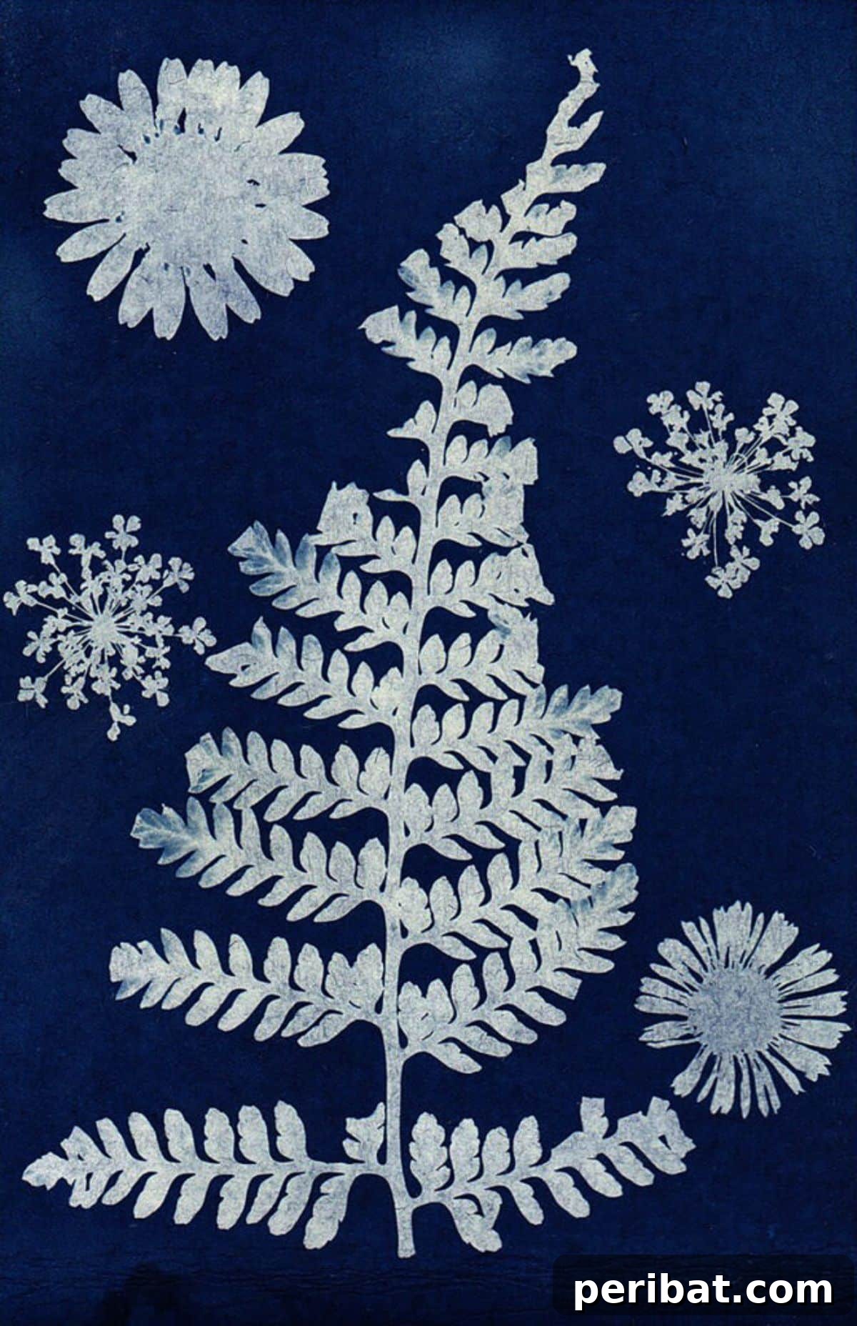 Solar Artistry: 20 DIY Printmaking Ideas 5 DIY Solar-Dyed Botanical Print Bandana featuring intricate cyanotype designs.