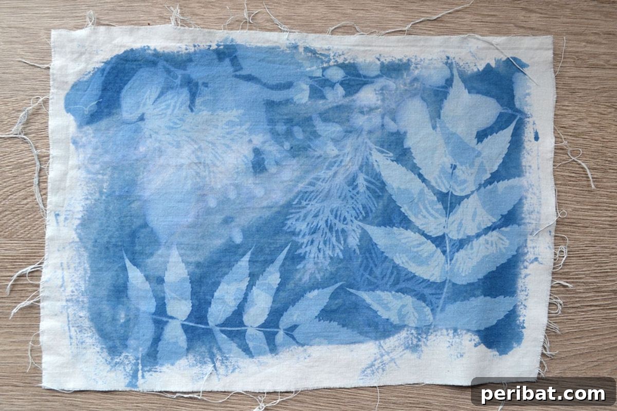 Solar Artistry: 20 DIY Printmaking Ideas 9 Sun Printing on Fabric Using Leaves & Flowers creating intricate patterns.