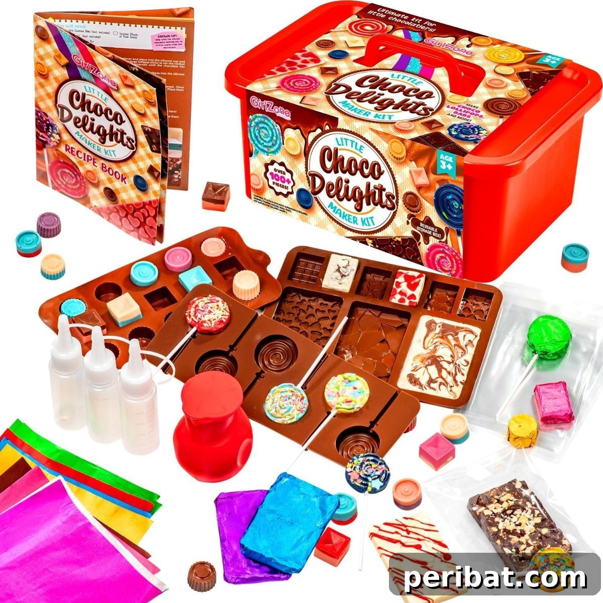 25 Delicious DIY Chocolate Kit Projects 16 A colorful 'Little Choco Delights Maker Kit' box for children or beginners, featuring fun chocolate molds.
